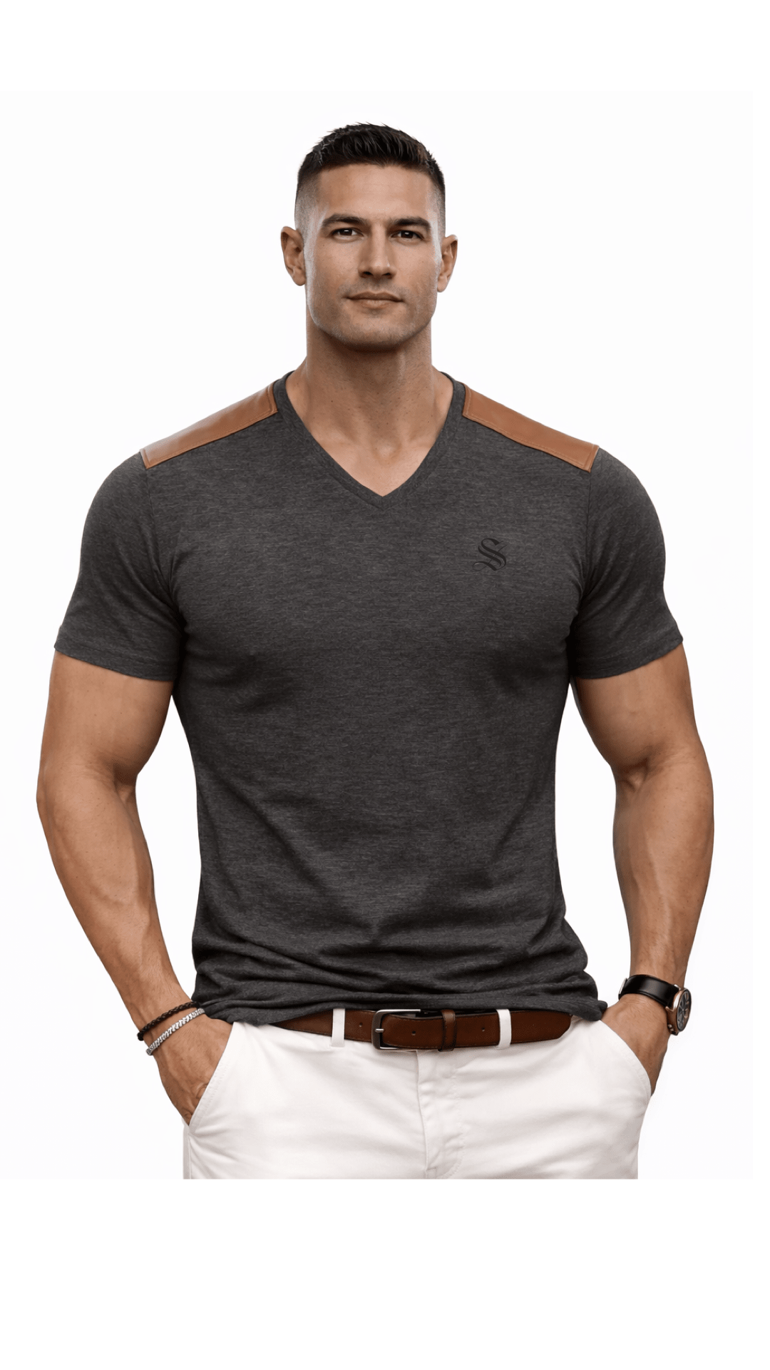 Kashmizoir 17 - V - neck T-Shirt for Men - Sarman Fashion - Wholesale Clothing Fashion Brand for Men from Canada
