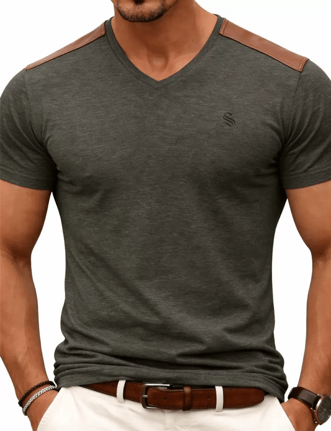 Kashmizoir 17 - V - neck T-Shirt for Men - Sarman Fashion - Wholesale Clothing Fashion Brand for Men from Canada