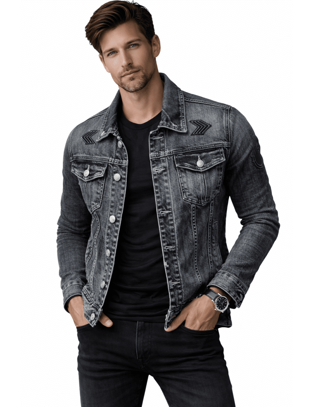 KATM 2 - Long Sleeve Jeans Jacket for Men - Sarman Fashion - Wholesale Clothing Fashion Brand for Men from Canada