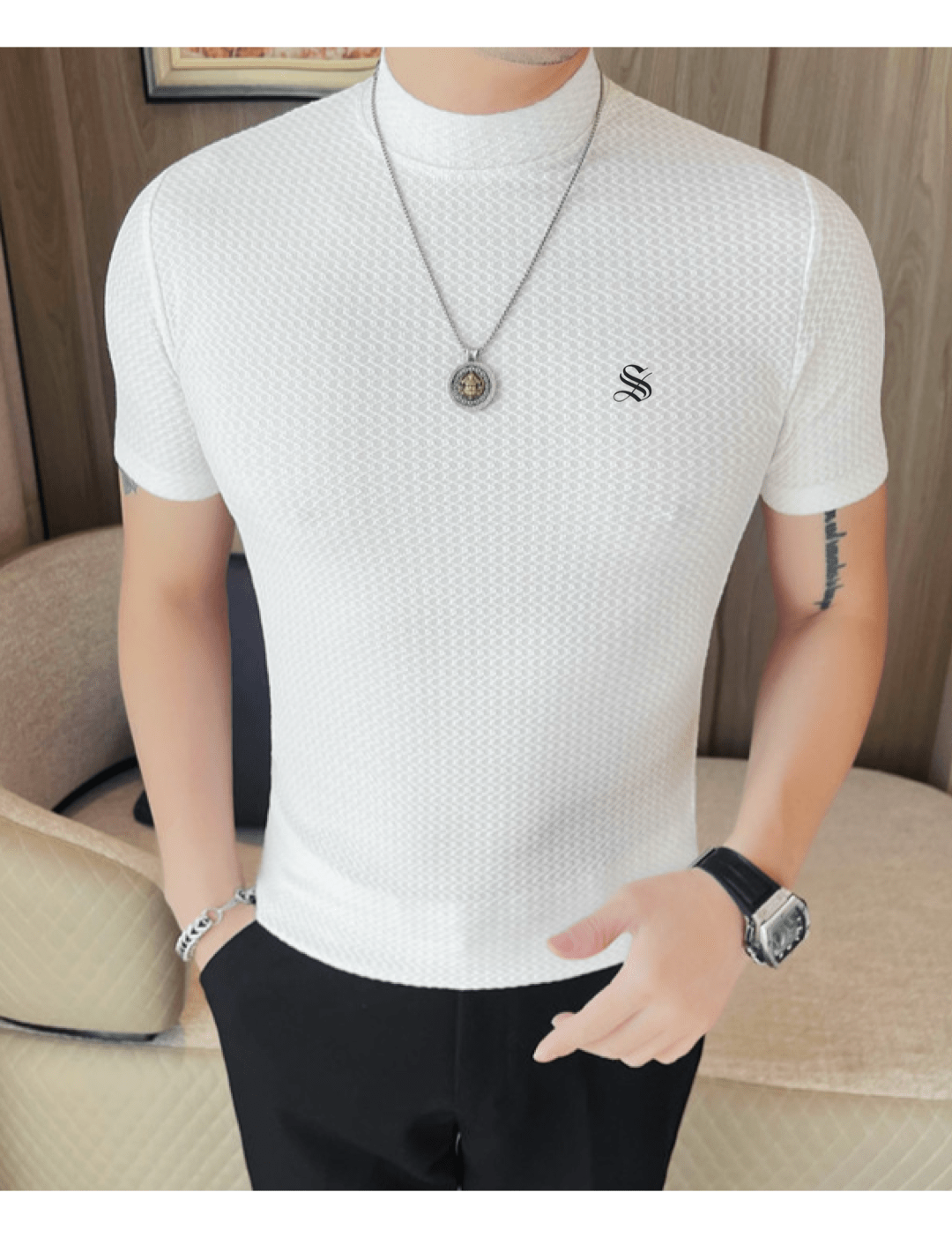 KFY - High Neck T-shirt for Men - Sarman Fashion - Wholesale Clothing Fashion Brand for Men from Canada