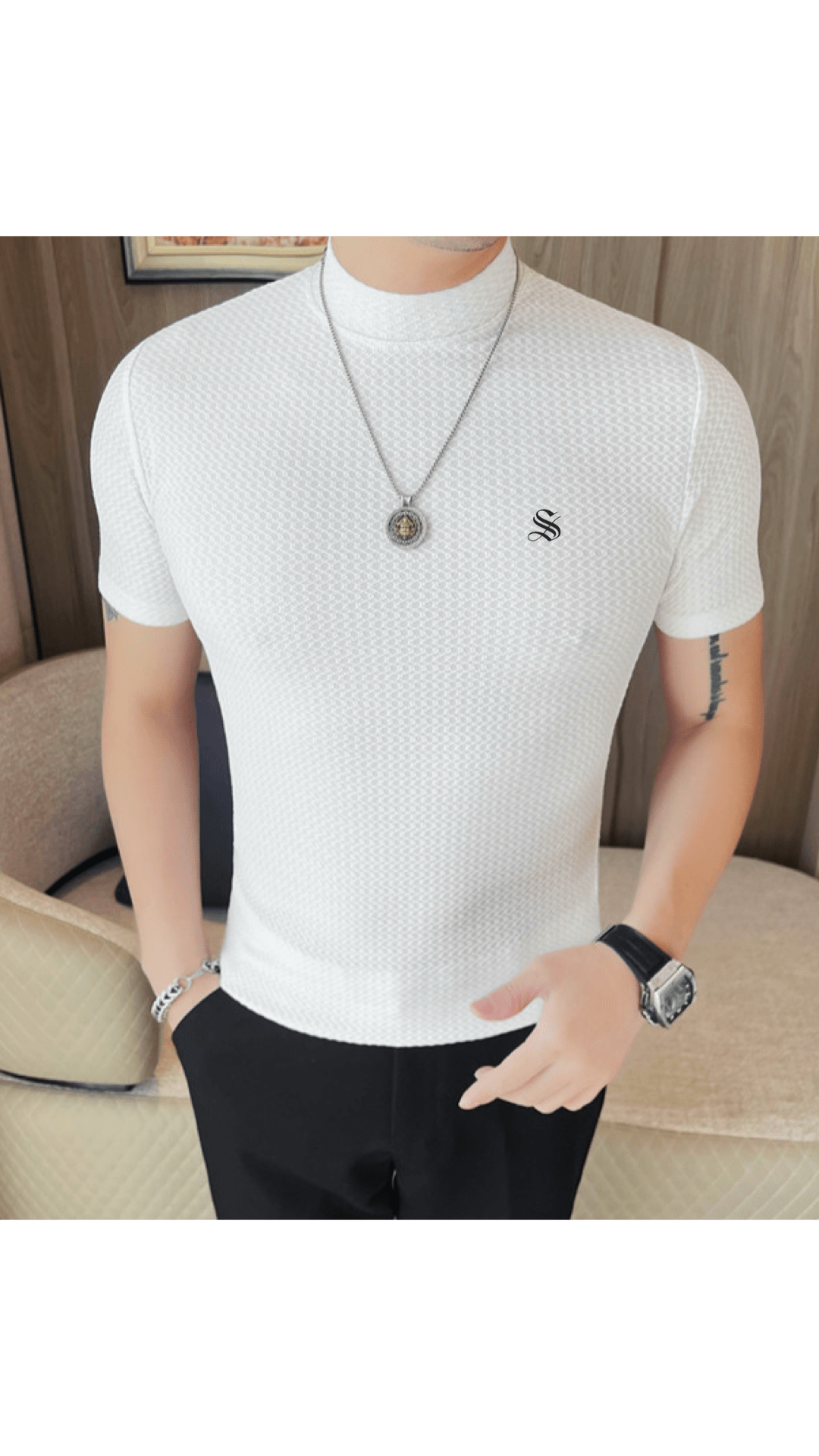 KFY - High Neck T-shirt for Men - Sarman Fashion - Wholesale Clothing Fashion Brand for Men from Canada