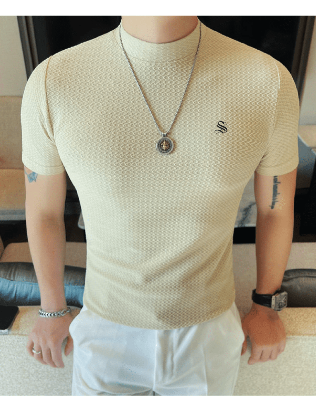 KFY - High Neck T-shirt for Men - Sarman Fashion - Wholesale Clothing Fashion Brand for Men from Canada