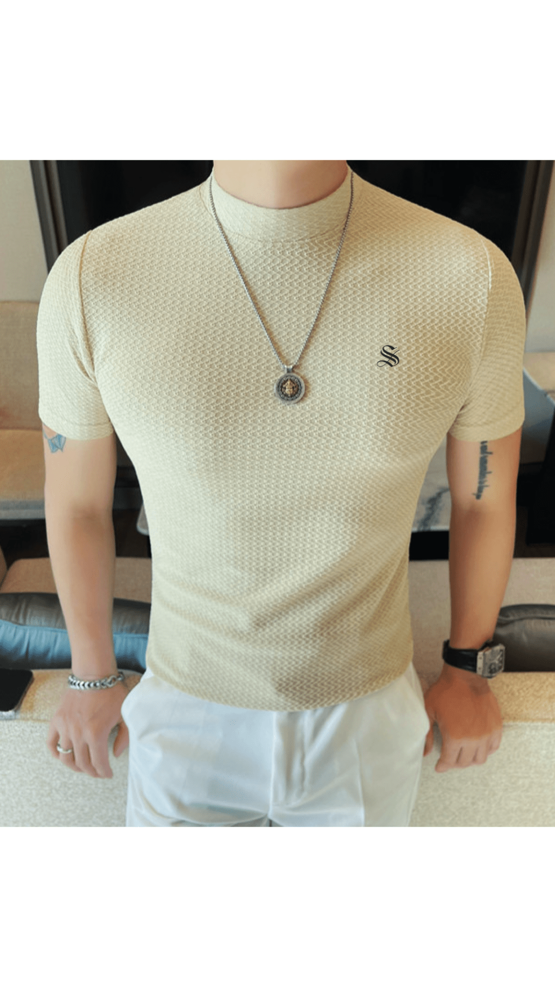 KFY - High Neck T-shirt for Men - Sarman Fashion - Wholesale Clothing Fashion Brand for Men from Canada
