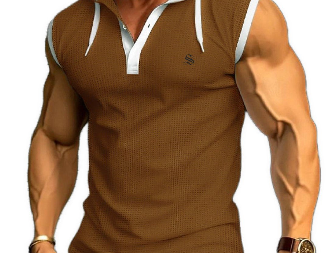 KimKiz - Sleeveless Hood T-shirt for Men - Sarman Fashion - Wholesale Clothing Fashion Brand for Men from Canada