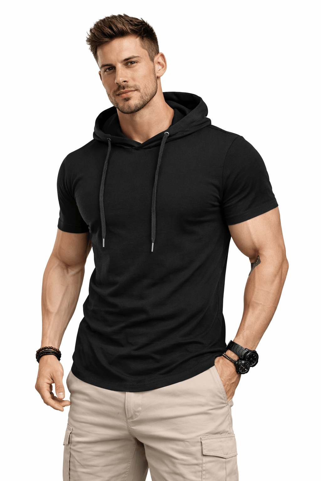 Kimono 2 - Hood T-shirt for Men - Sarman Fashion - Wholesale Clothing Fashion Brand for Men from Canada