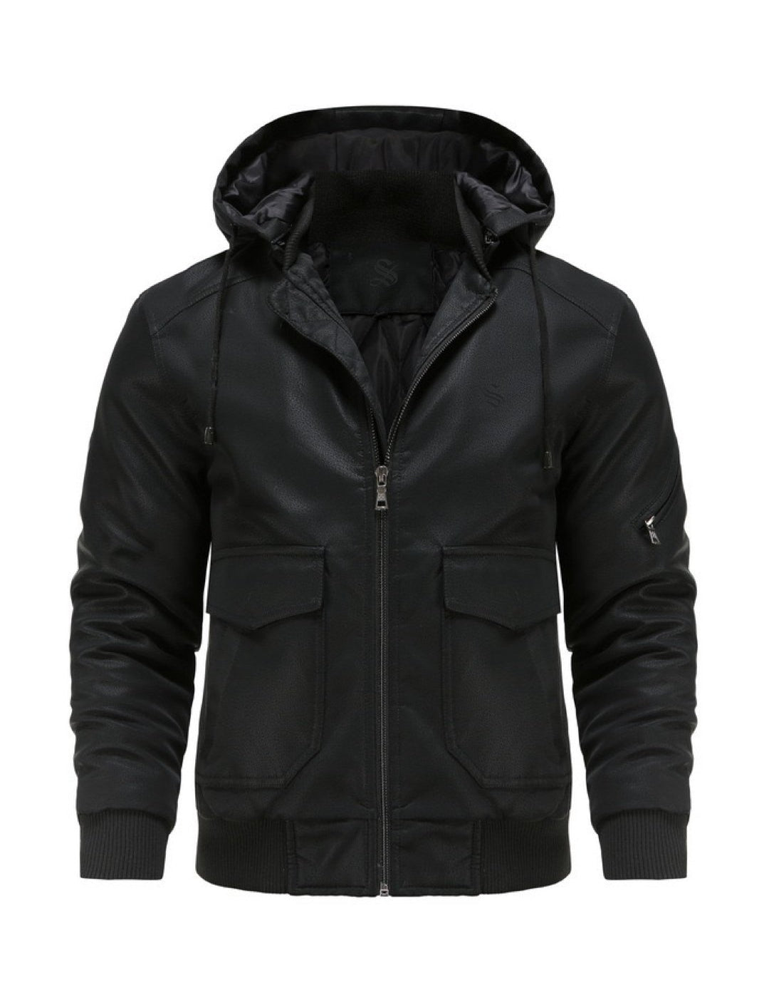 Kisna - Pu Leather Hoodie for Men - Sarman Fashion - Wholesale Clothing Fashion Brand for Men from Canada