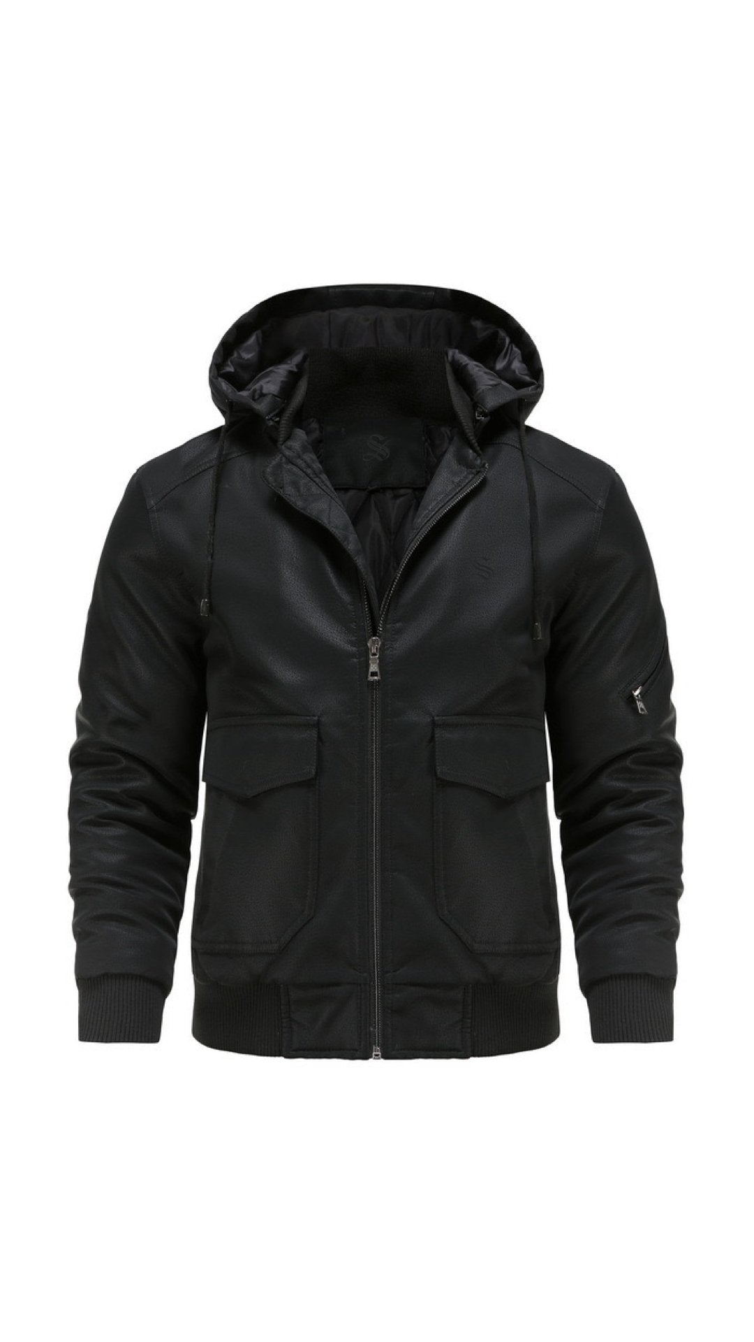 Kisna - Pu Leather Hoodie for Men - Sarman Fashion - Wholesale Clothing Fashion Brand for Men from Canada
