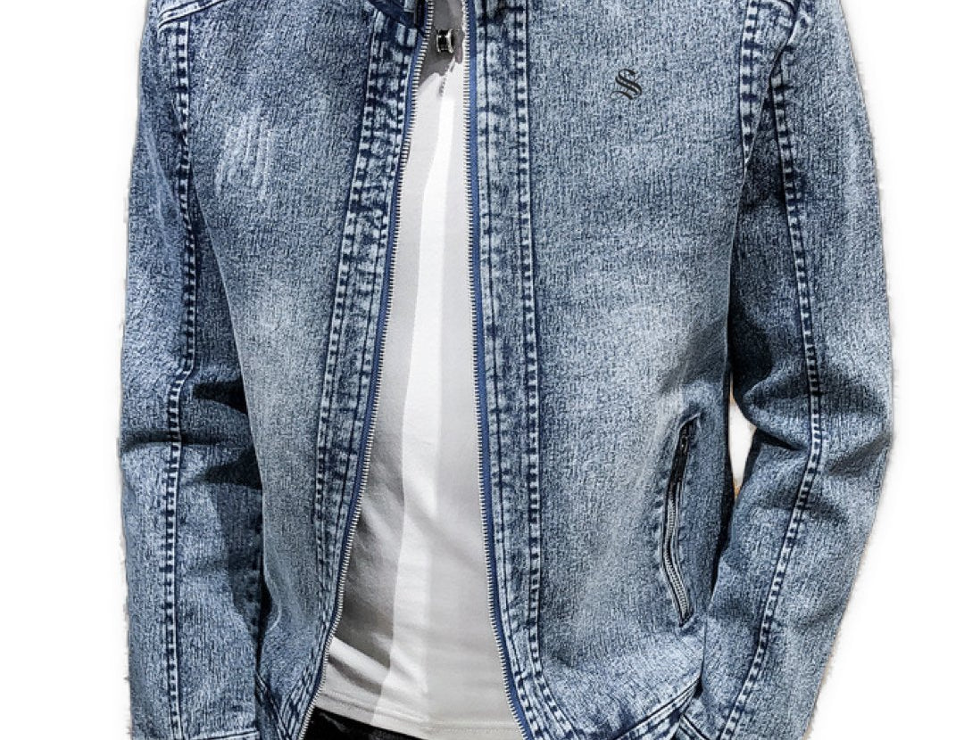 Kizinim - Long Sleeve Jeans Jacket for Men - Sarman Fashion - Wholesale Clothing Fashion Brand for Men from Canada
