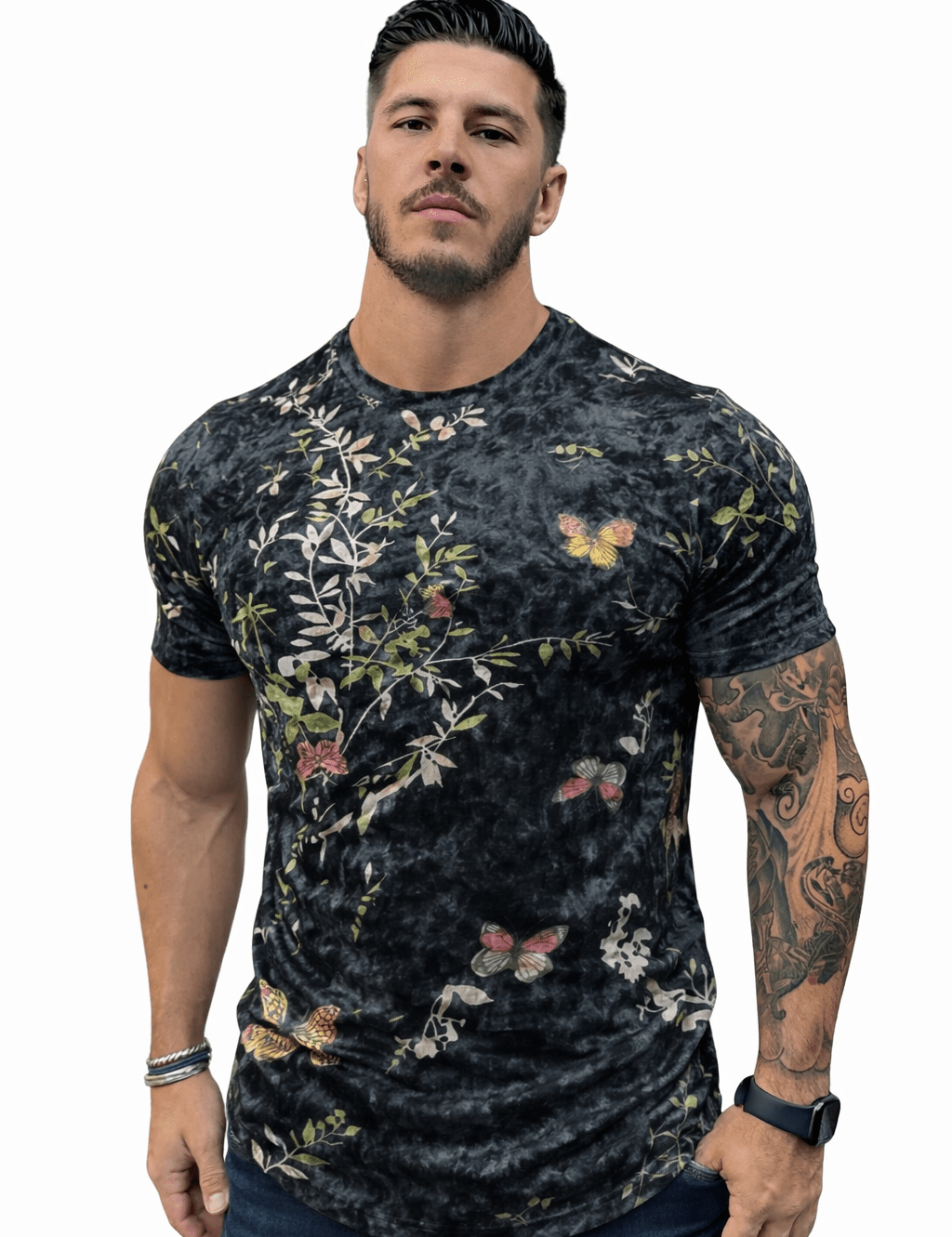 KoAzo 116 - Velvet T-shirt for Men - Sarman Fashion - Wholesale Clothing Fashion Brand for Men from Canada