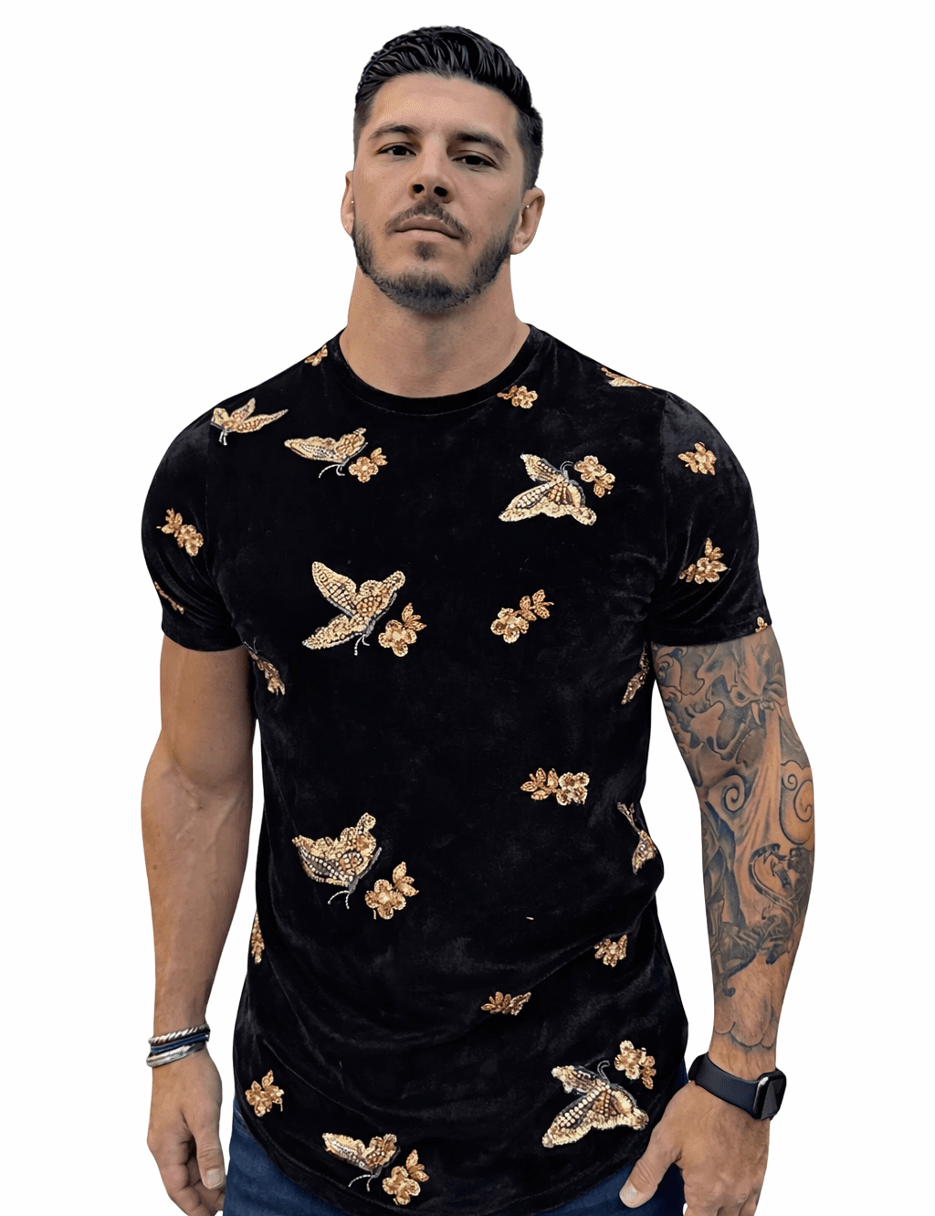 KoAzo 124 - Velvet T-shirt for Men - Sarman Fashion - Wholesale Clothing Fashion Brand for Men from Canada