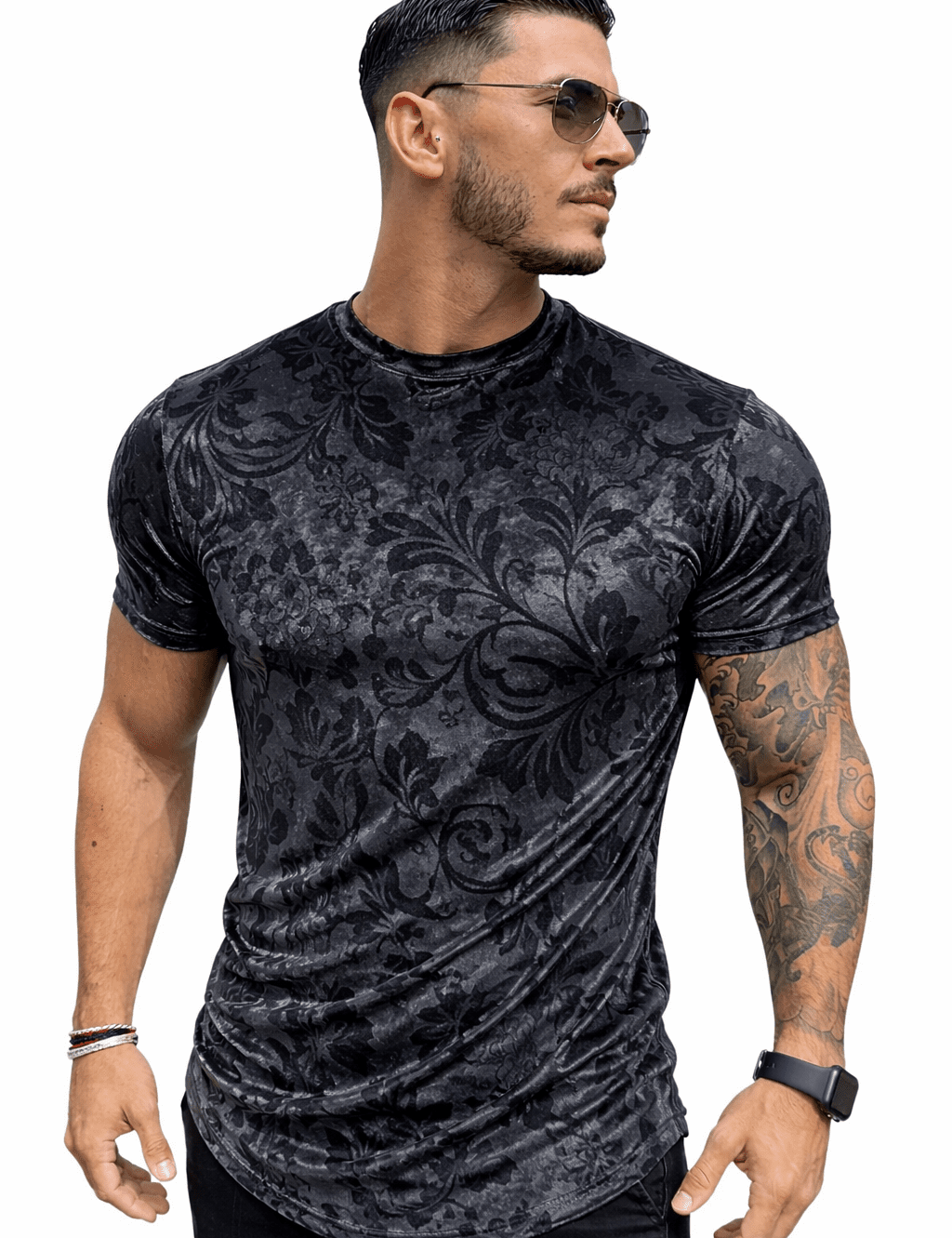 KoAzo 139 - Velvet T-shirt for Men - Sarman Fashion - Wholesale Clothing Fashion Brand for Men from Canada