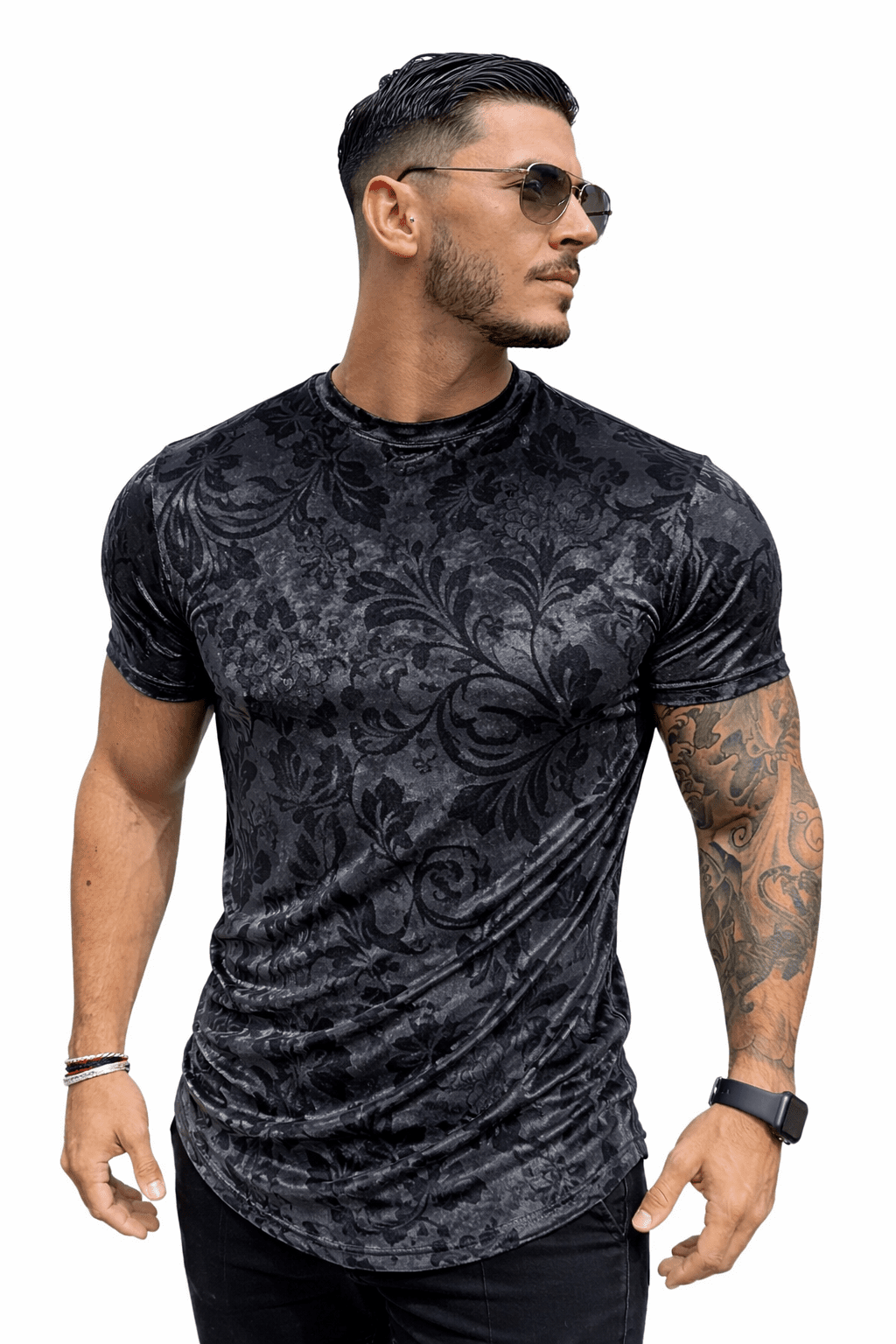 KoAzo 139 - Velvet T-shirt for Men - Sarman Fashion - Wholesale Clothing Fashion Brand for Men from Canada