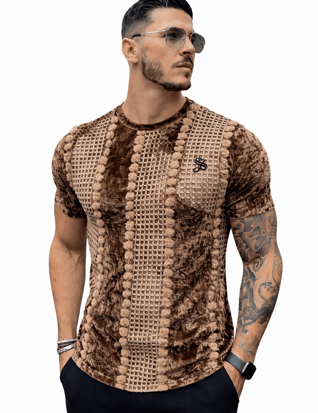 KoAzo 149 - Velvet T-shirt for Men - Sarman Fashion - Wholesale Clothing Fashion Brand for Men from Canada