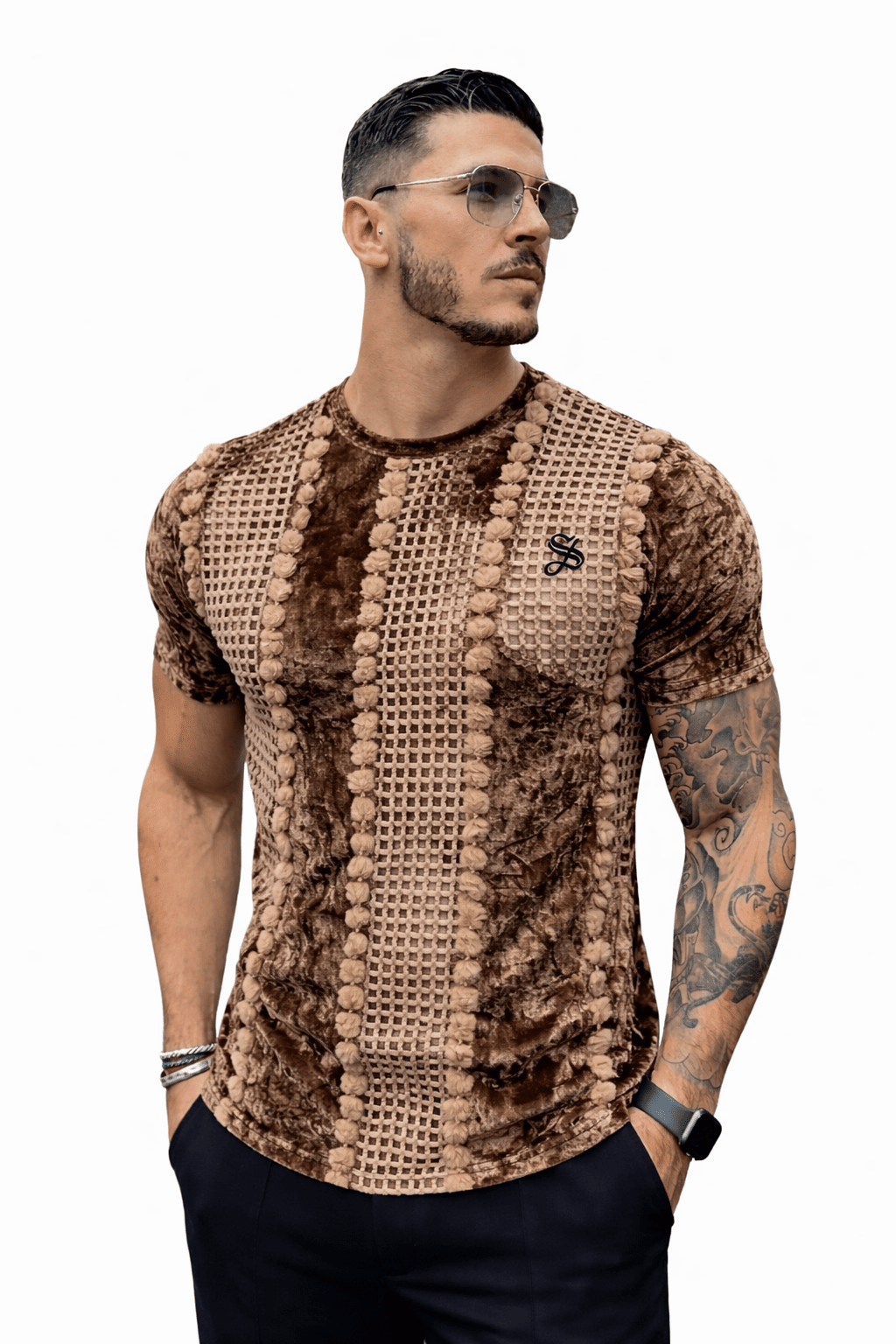 KoAzo 149 - Velvet T-shirt for Men - Sarman Fashion - Wholesale Clothing Fashion Brand for Men from Canada