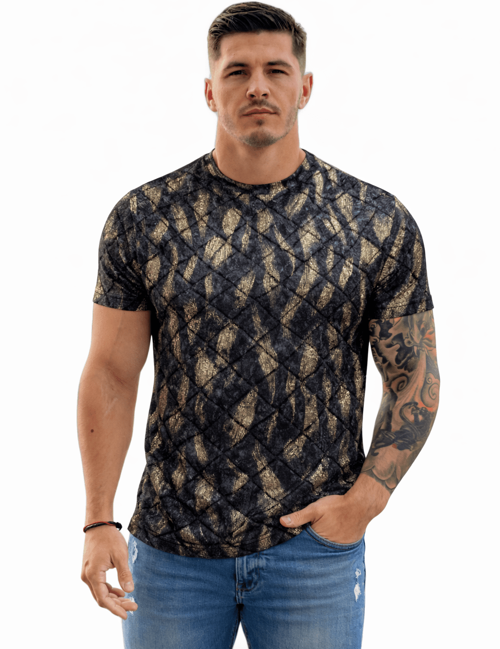 KoAzo 167 - Velvet T-shirt for Men - Sarman Fashion - Wholesale Clothing Fashion Brand for Men from Canada