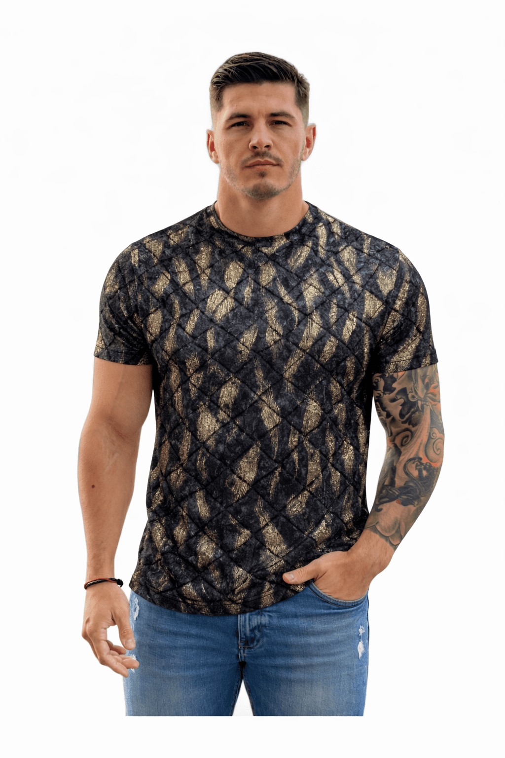 KoAzo 167 - Velvet T-shirt for Men - Sarman Fashion - Wholesale Clothing Fashion Brand for Men from Canada