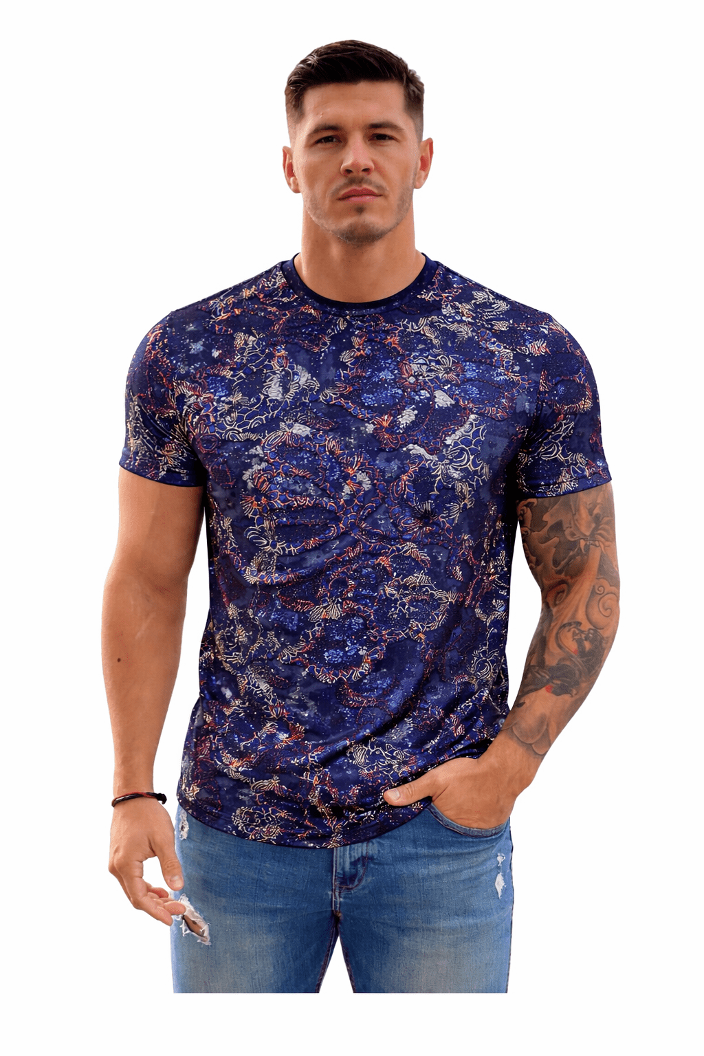 KoAzo 172 - Velvet T-shirt for Men - Sarman Fashion - Wholesale Clothing Fashion Brand for Men from Canada