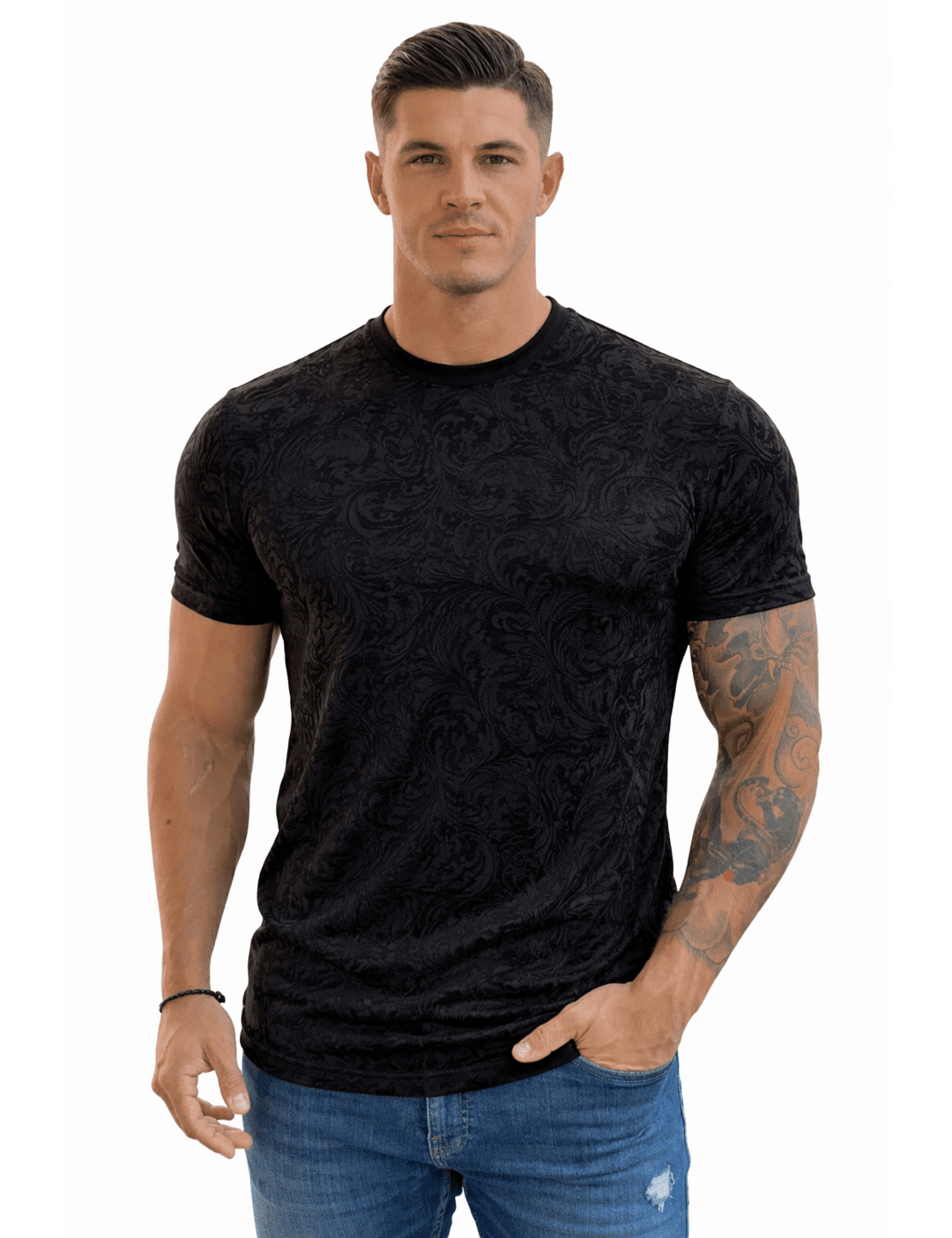 KoAzo 19 - Velvet T-shirt for Men - Sarman Fashion - Wholesale Clothing Fashion Brand for Men from Canada