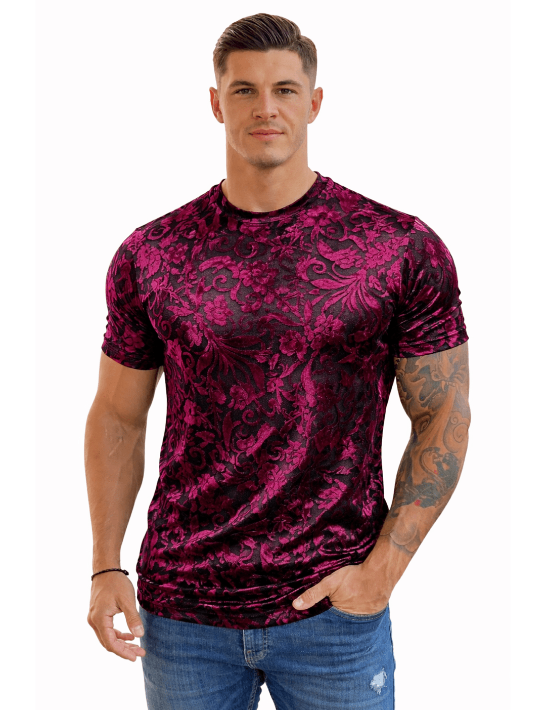 KoAzo 25 - Velvet T-shirt for Men - Sarman Fashion - Wholesale Clothing Fashion Brand for Men from Canada