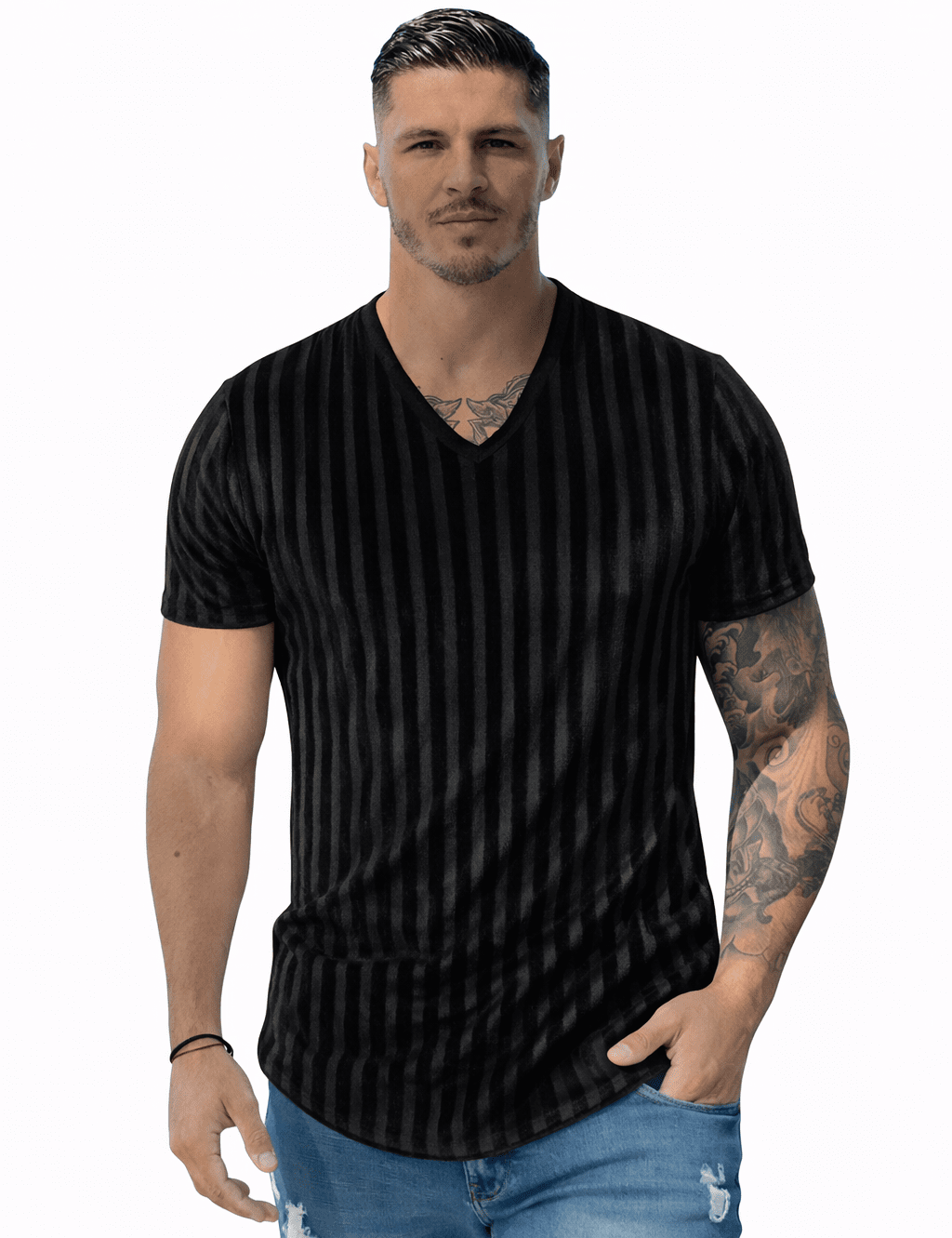 KoAzo 316 - Velvet T-shirt for Men - Sarman Fashion - Wholesale Clothing Fashion Brand for Men from Canada