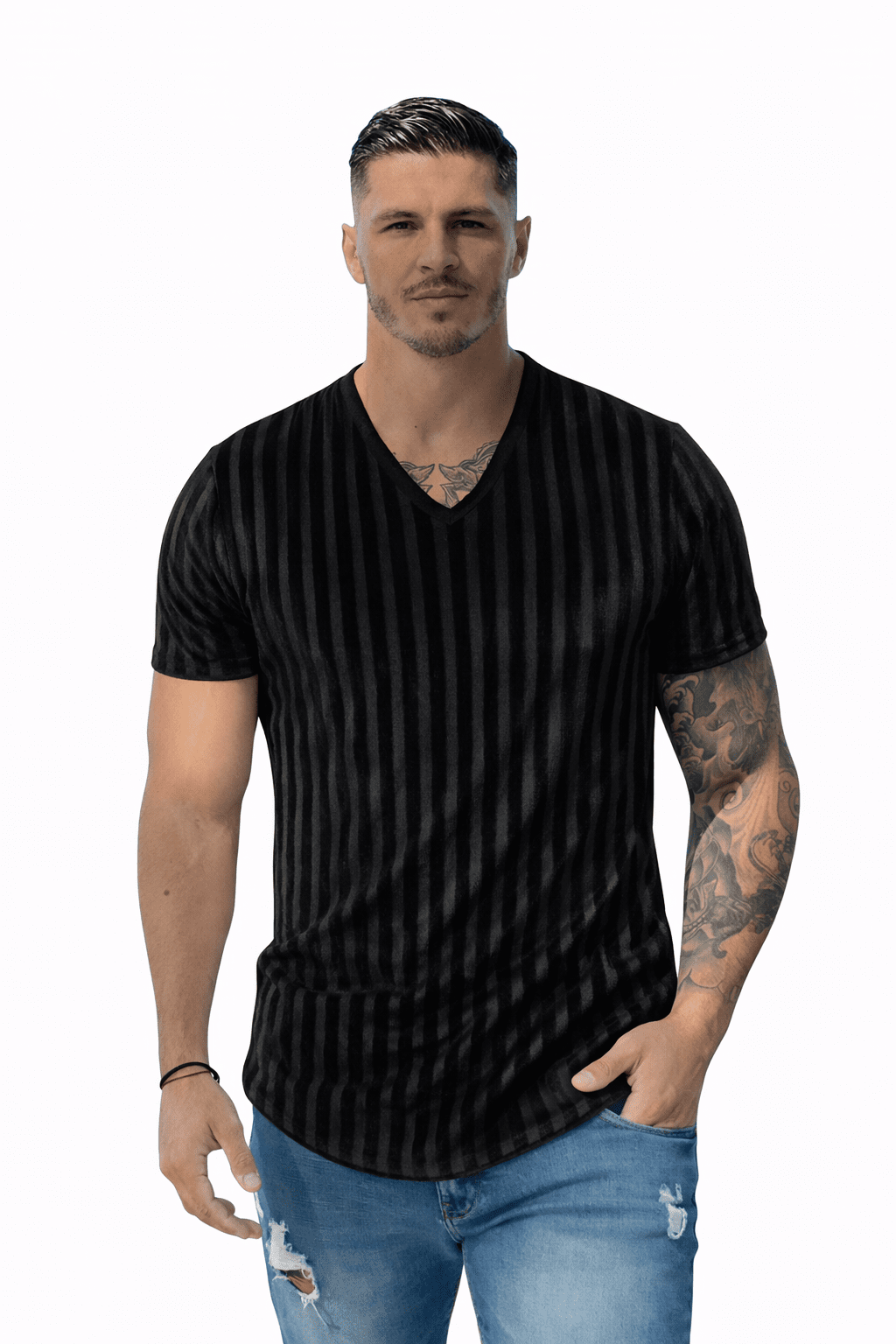 KoAzo 316 - Velvet T-shirt for Men - Sarman Fashion - Wholesale Clothing Fashion Brand for Men from Canada