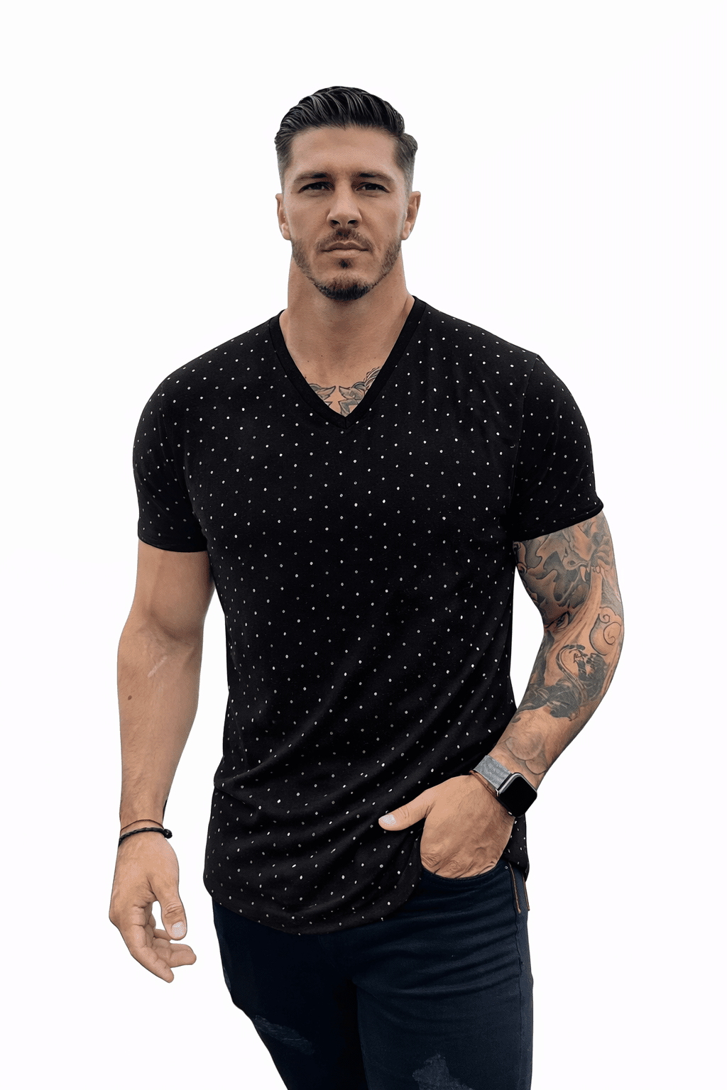 KoAzo 317 - Velvet T-shirt for Men - Sarman Fashion - Wholesale Clothing Fashion Brand for Men from Canada