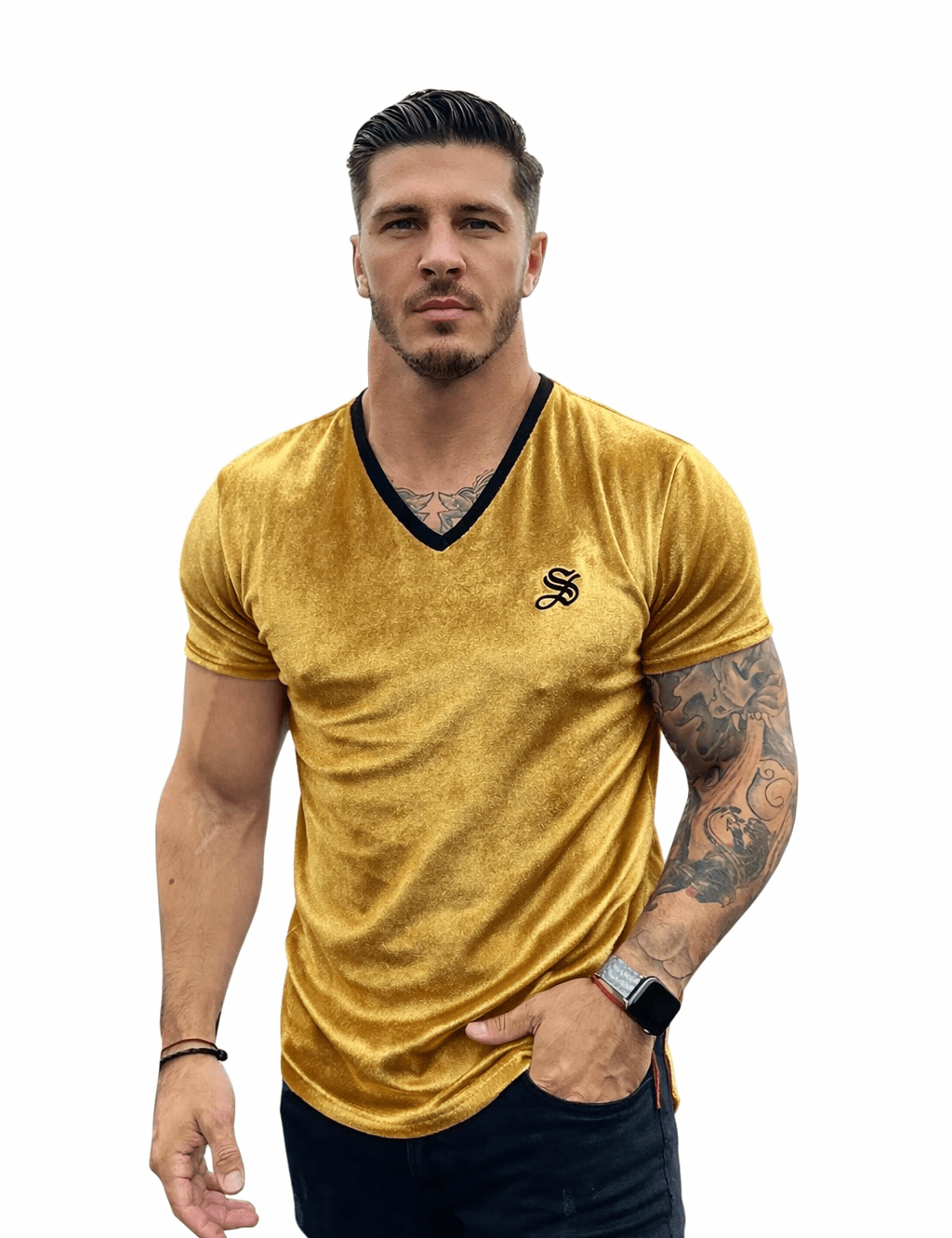KoAzo 318 - Velvet T-shirt for Men - Sarman Fashion - Wholesale Clothing Fashion Brand for Men from Canada
