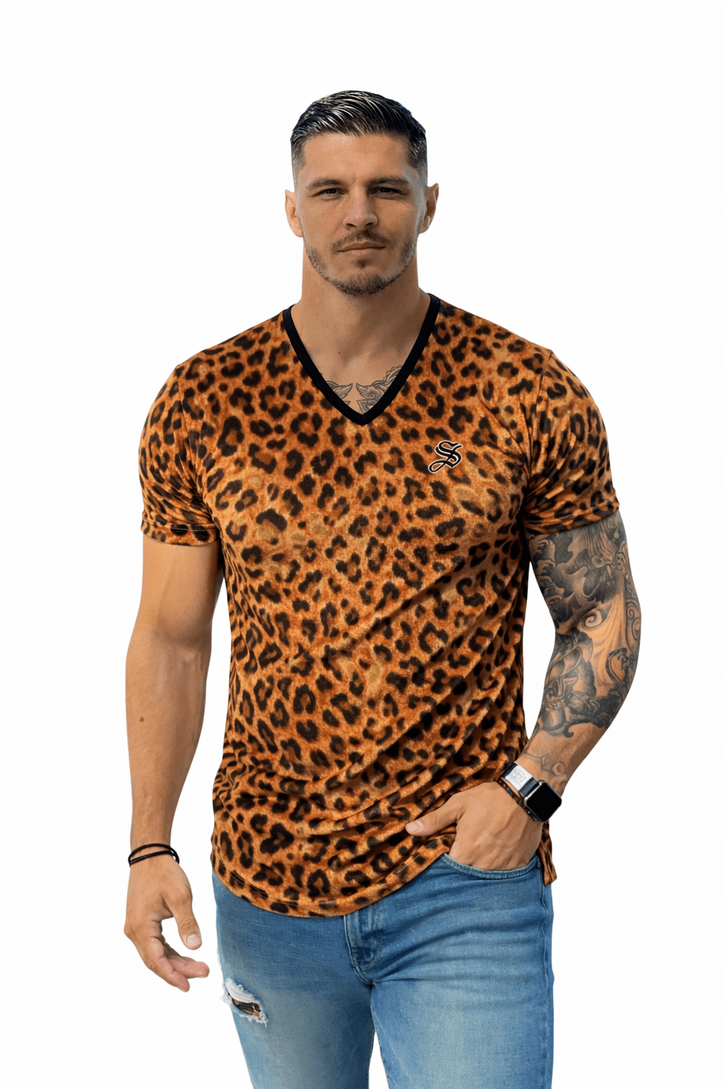 KoAzo 322 - Velvet T-shirt for Men - Sarman Fashion - Wholesale Clothing Fashion Brand for Men from Canada