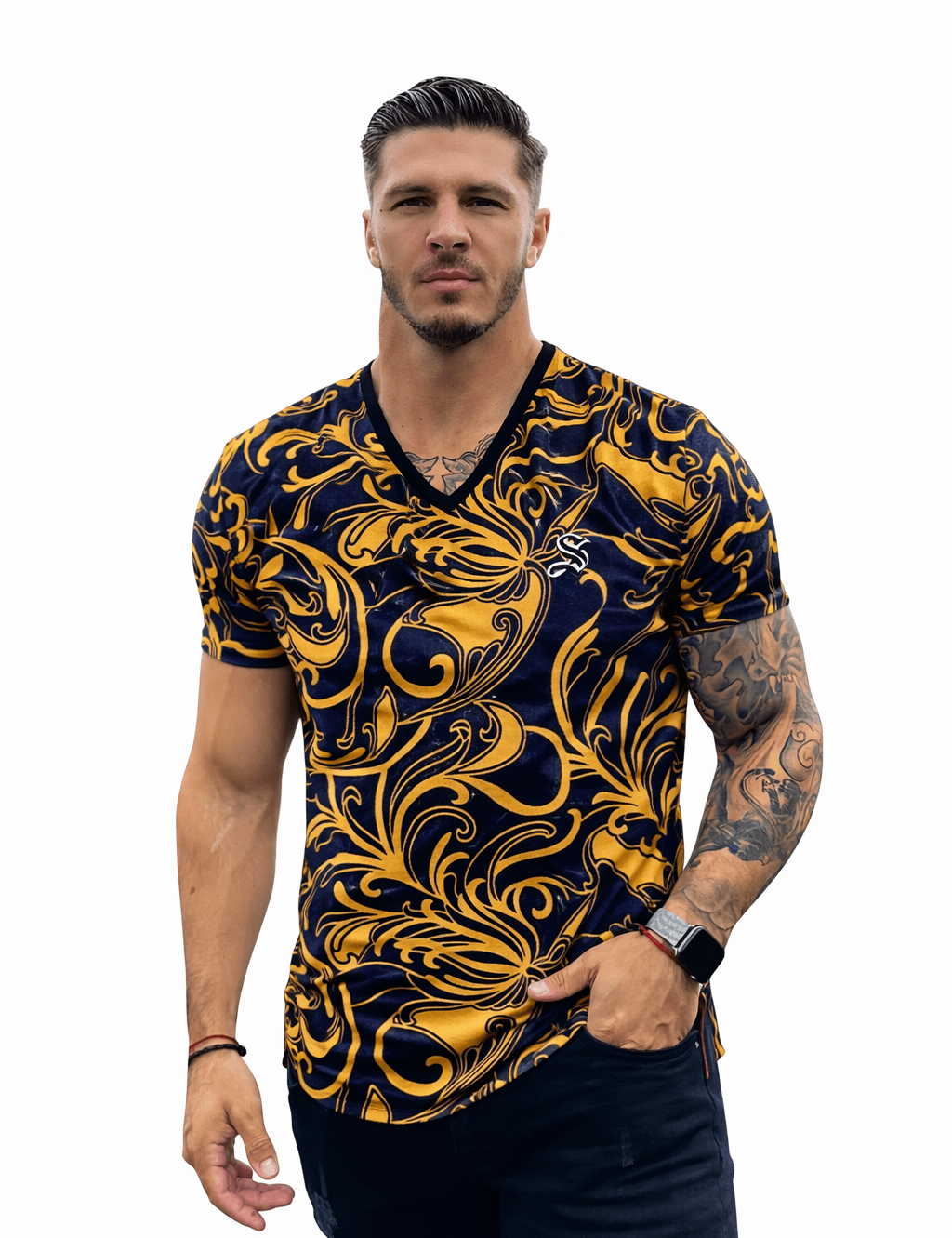 KoAzo 324 - Velvet T-shirt for Men - Sarman Fashion - Wholesale Clothing Fashion Brand for Men from Canada