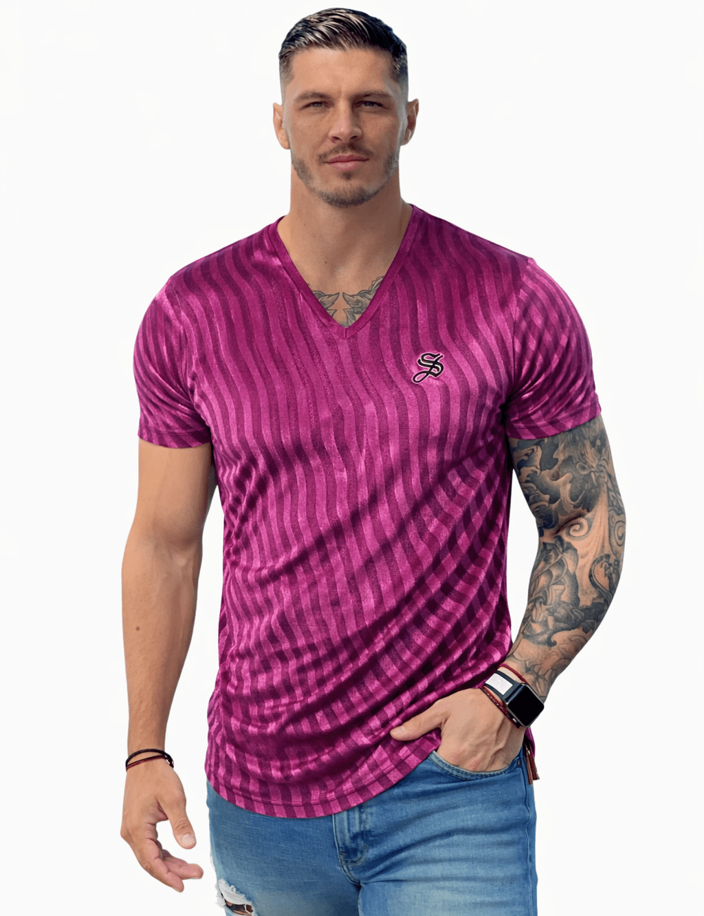 KoAzo 326 - Velvet T-shirt for Men - Sarman Fashion - Wholesale Clothing Fashion Brand for Men from Canada