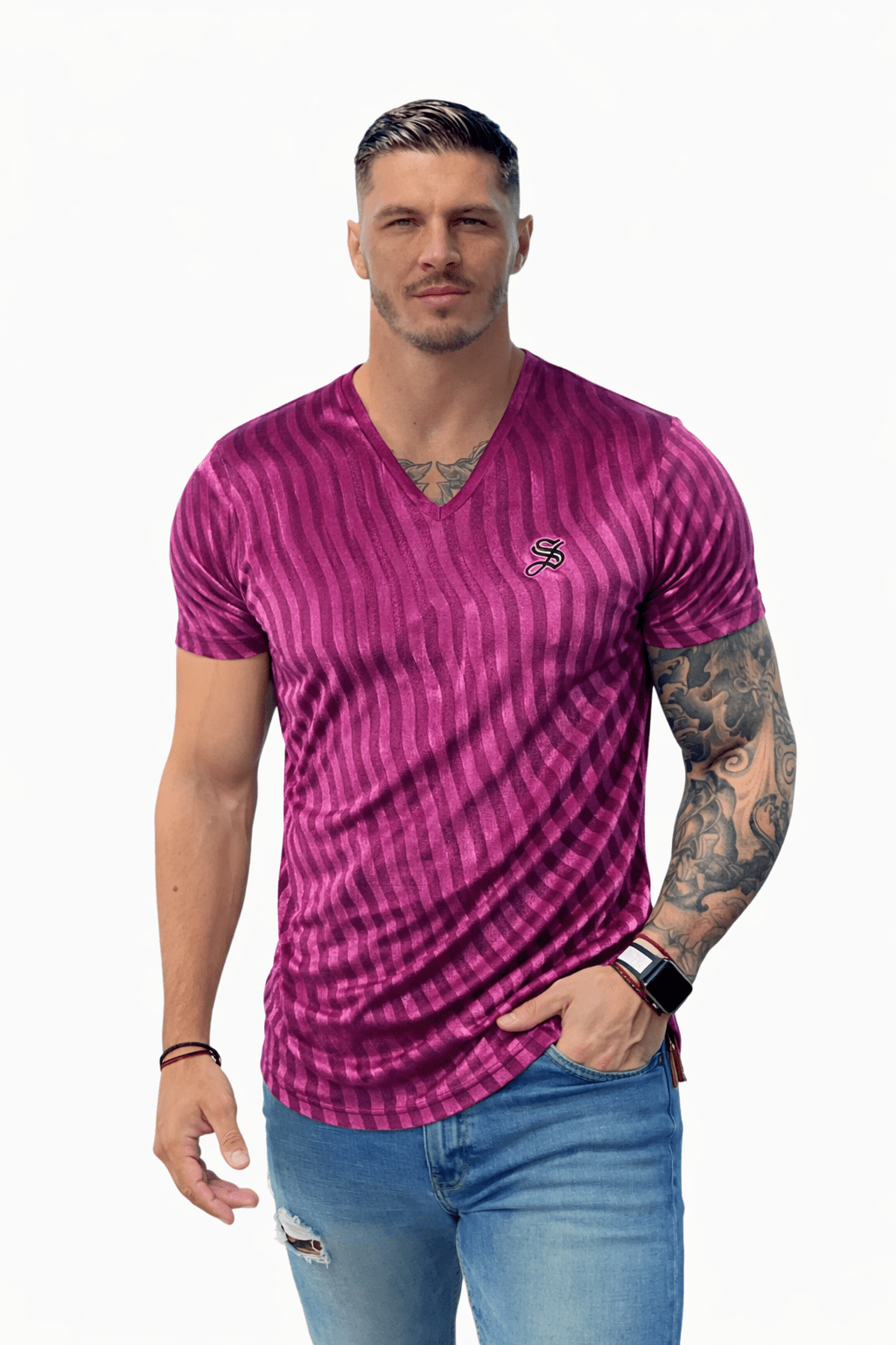 KoAzo 326 - Velvet T-shirt for Men - Sarman Fashion - Wholesale Clothing Fashion Brand for Men from Canada