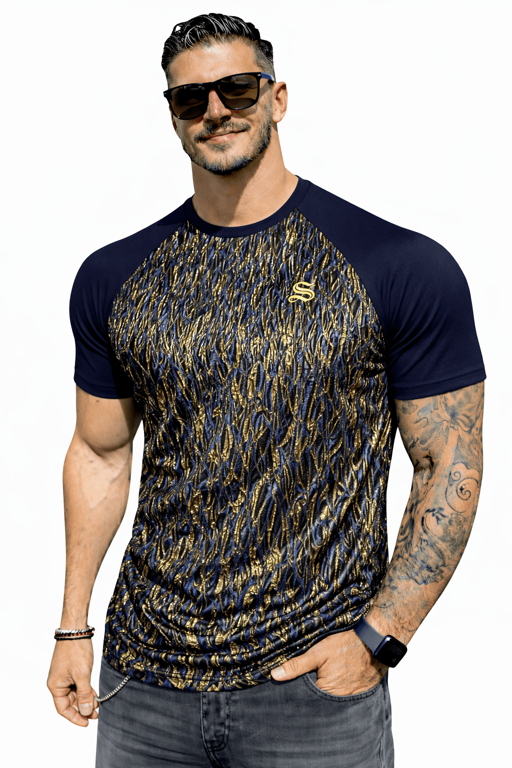 KoAzo 338 - Velvet T-shirt for Men - Sarman Fashion - Wholesale Clothing Fashion Brand for Men from Canada