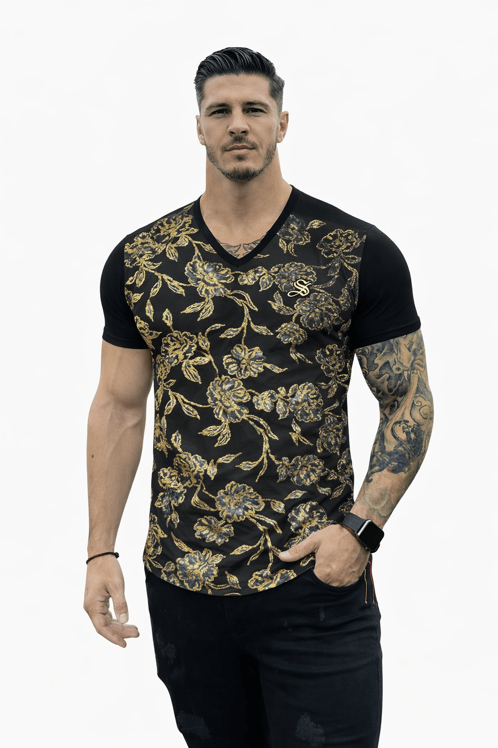 KoAzo 344 - Velvet T-shirt for Men - Sarman Fashion - Wholesale Clothing Fashion Brand for Men from Canada