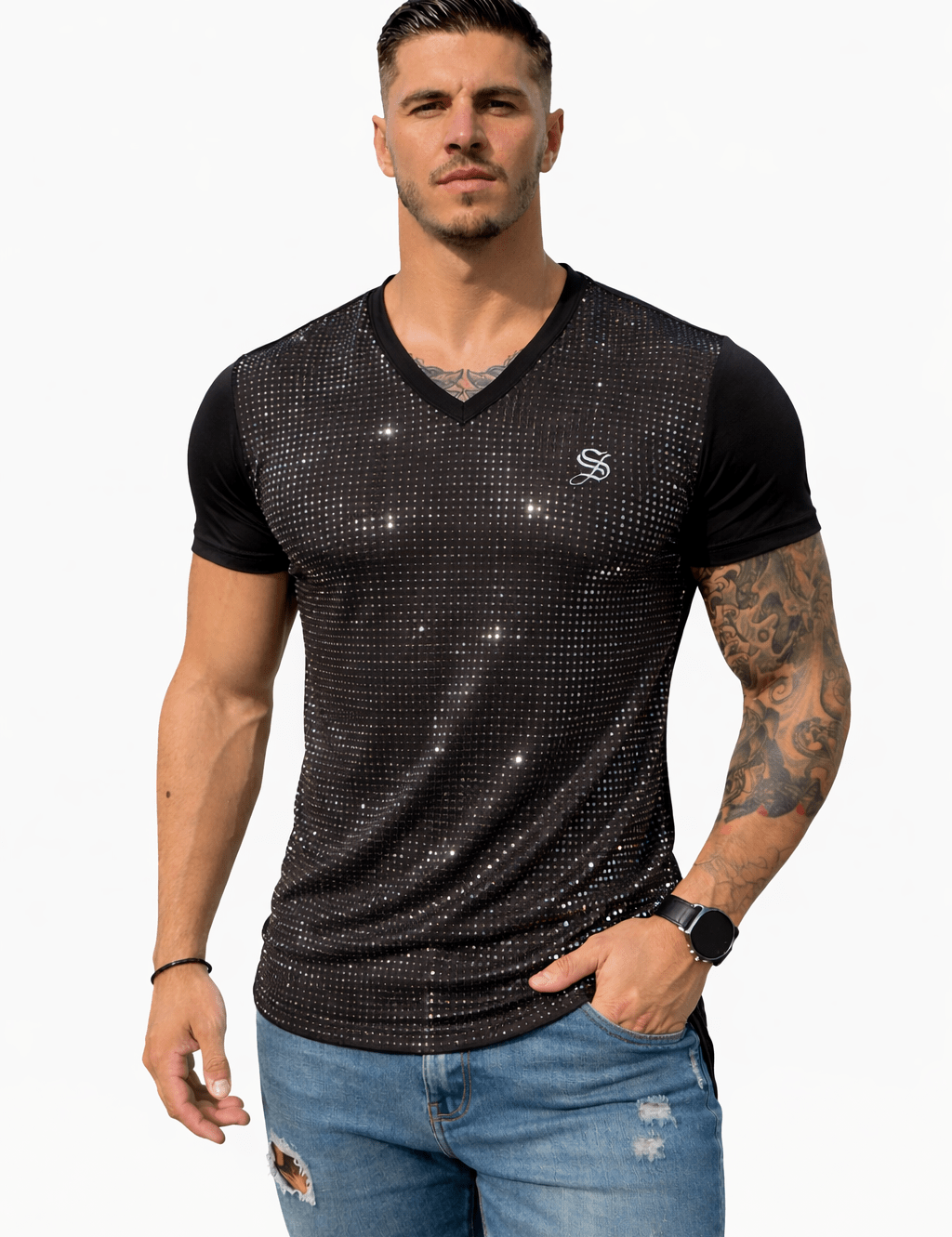 KoAzo 346 - Velvet T-shirt for Men - Sarman Fashion - Wholesale Clothing Fashion Brand for Men from Canada
