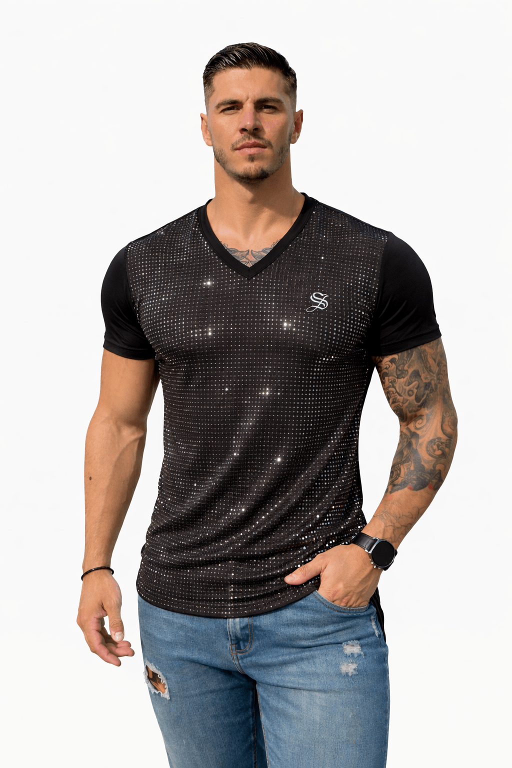 KoAzo 346 - Velvet T-shirt for Men - Sarman Fashion - Wholesale Clothing Fashion Brand for Men from Canada