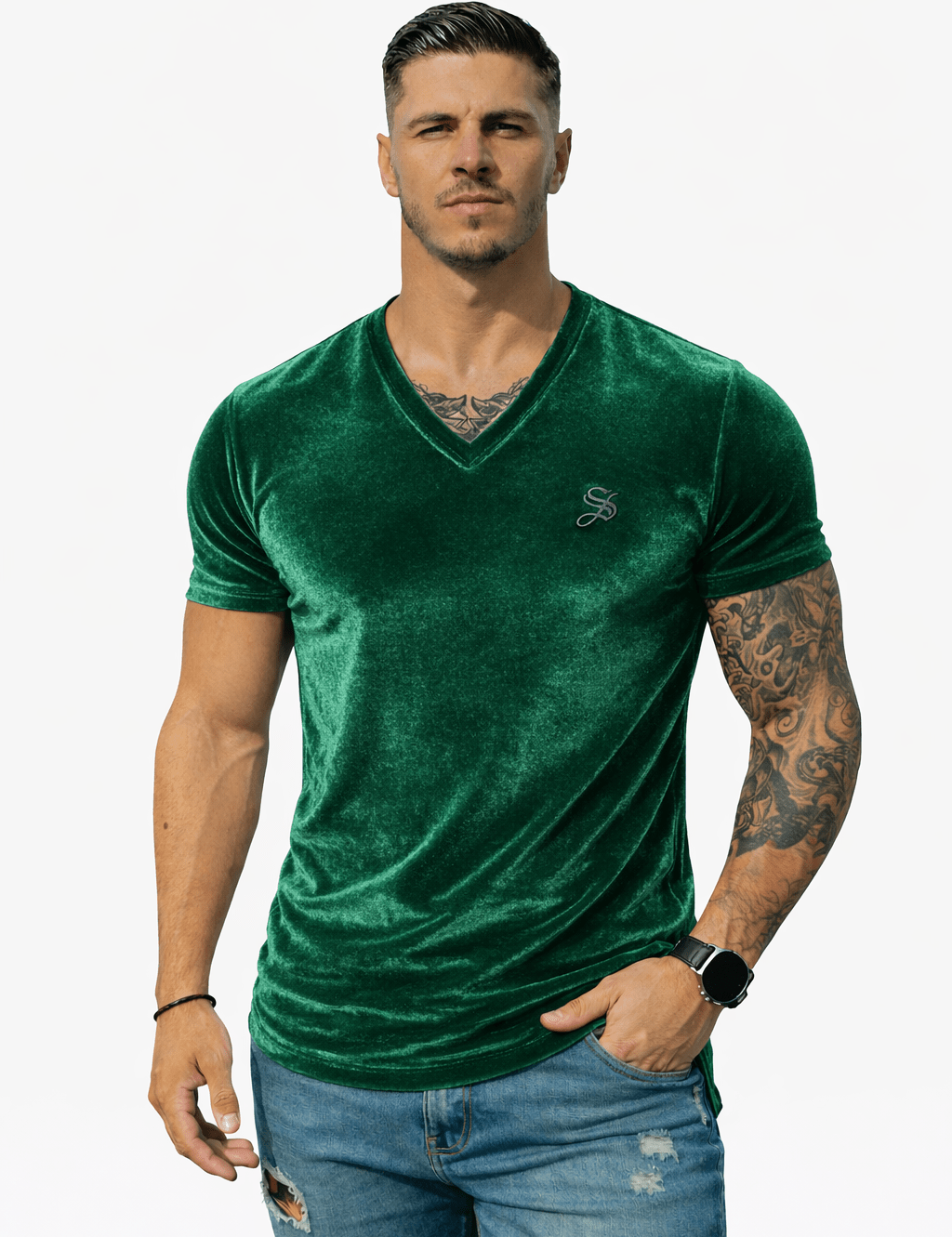 KoAzo 347 - Velvet T-shirt for Men - Sarman Fashion - Wholesale Clothing Fashion Brand for Men from Canada