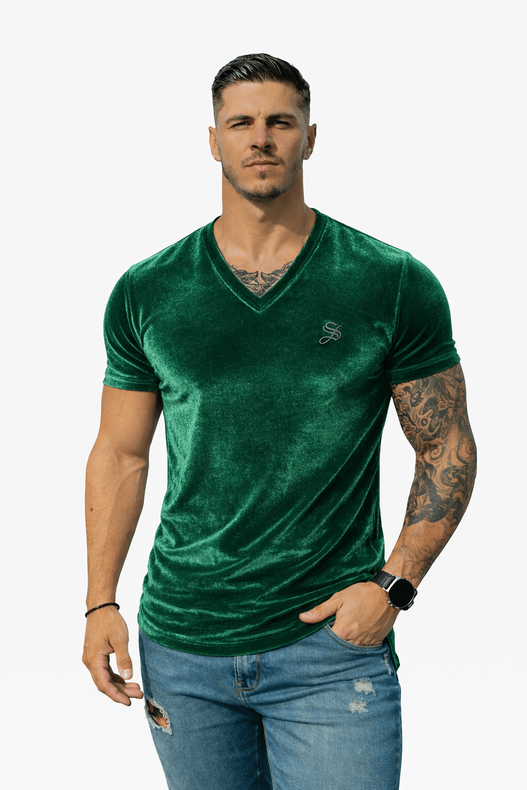 KoAzo 347 - Velvet T-shirt for Men - Sarman Fashion - Wholesale Clothing Fashion Brand for Men from Canada