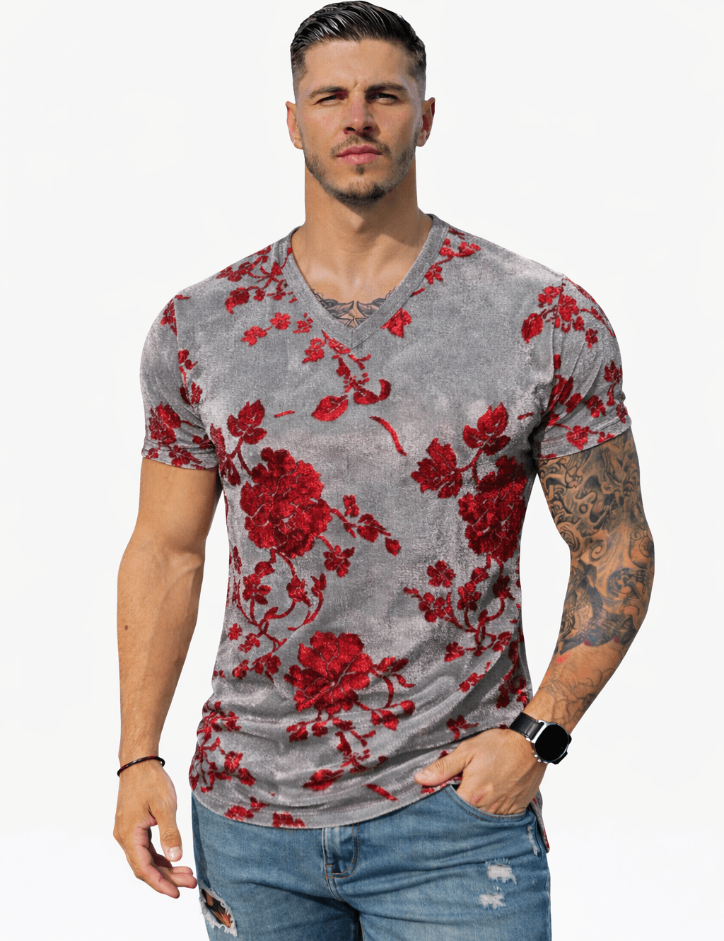 KoAzo 349 - Velvet T-shirt for Men - Sarman Fashion - Wholesale Clothing Fashion Brand for Men from Canada