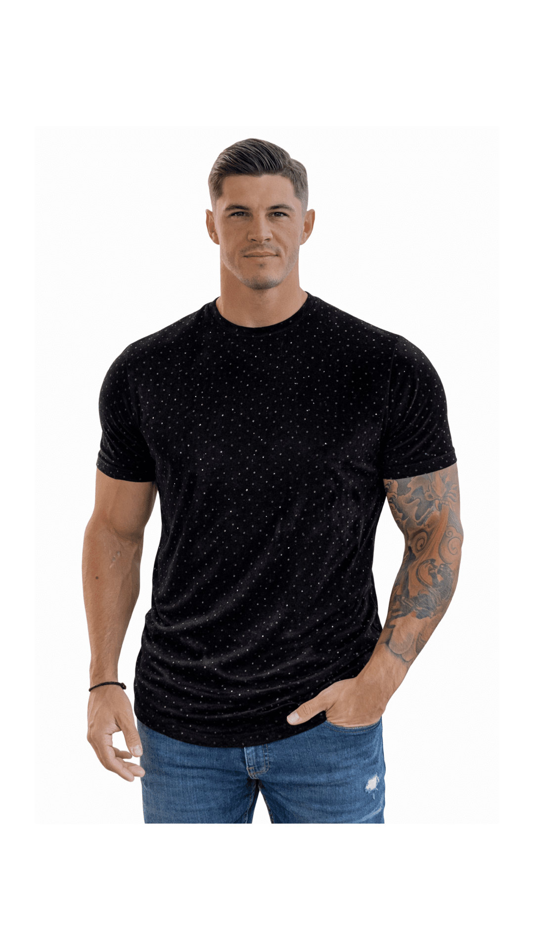 KoAzo 35 - Velvet T-shirt for Men - Sarman Fashion - Wholesale Clothing Fashion Brand for Men from Canada