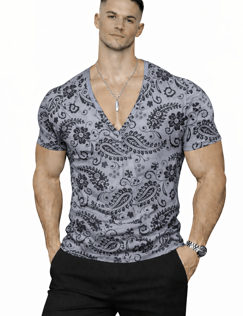 KoAzo 361 - Velvet T-shirt for Men - Sarman Fashion - Wholesale Clothing Fashion Brand for Men from Canada