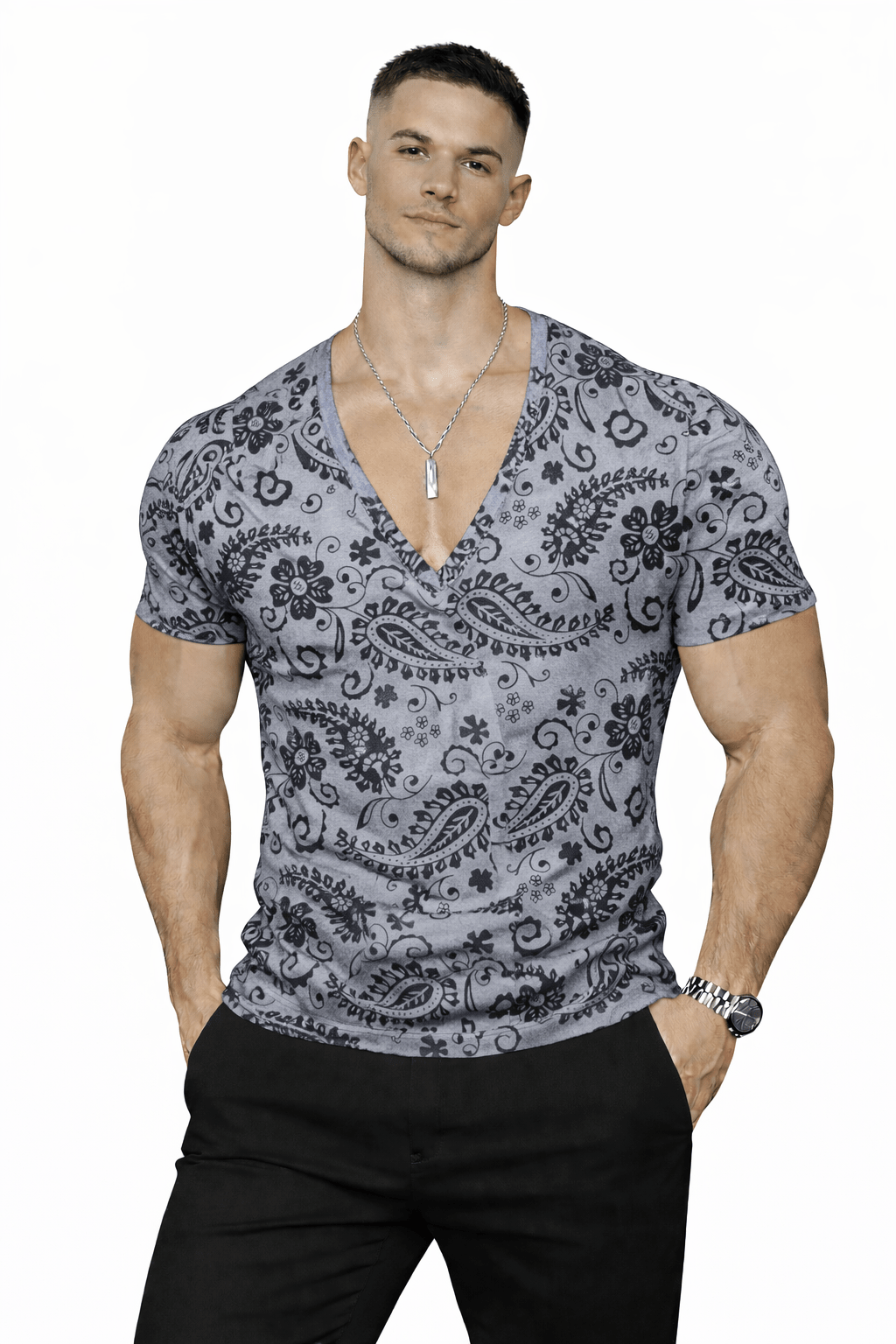 KoAzo 361 - Velvet T-shirt for Men - Sarman Fashion - Wholesale Clothing Fashion Brand for Men from Canada