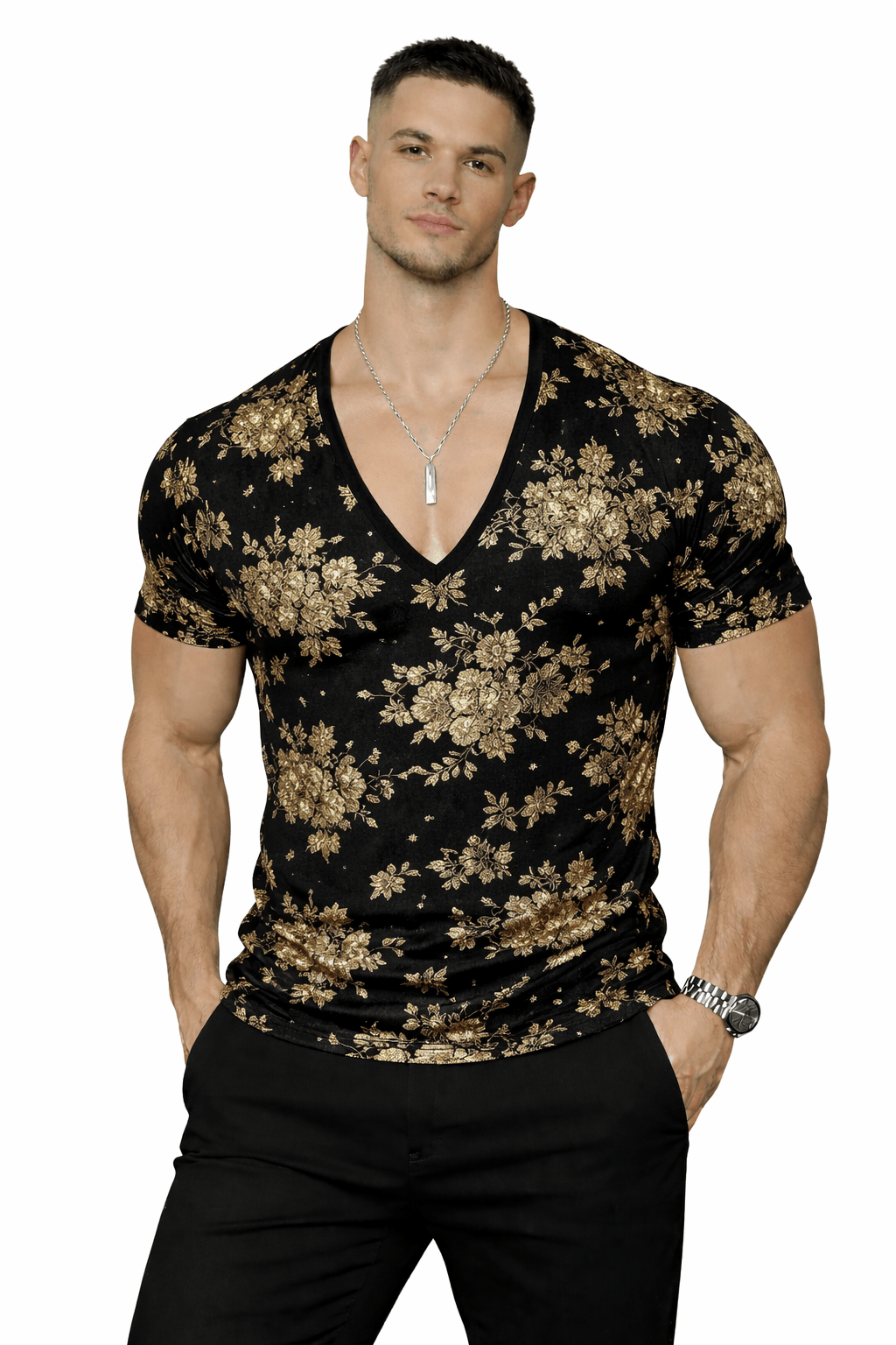 KoAzo 363 - Velvet T-shirt for Men - Sarman Fashion - Wholesale Clothing Fashion Brand for Men from Canada