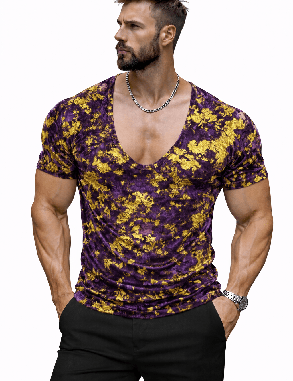 KoAzo 368 - Velvet T-shirt for Men - Sarman Fashion - Wholesale Clothing Fashion Brand for Men from Canada