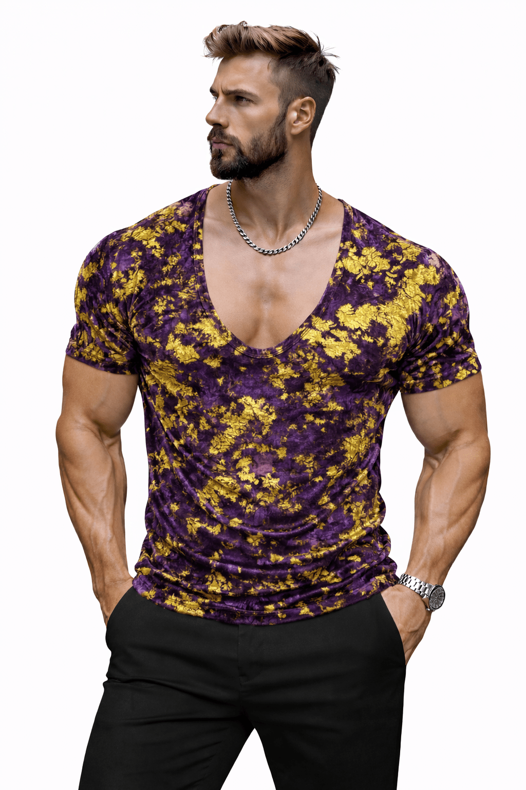 KoAzo 368 - Velvet T-shirt for Men - Sarman Fashion - Wholesale Clothing Fashion Brand for Men from Canada