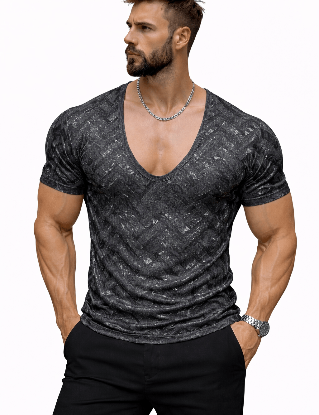 KoAzo 369 - Velvet T-shirt for Men - Sarman Fashion - Wholesale Clothing Fashion Brand for Men from Canada
