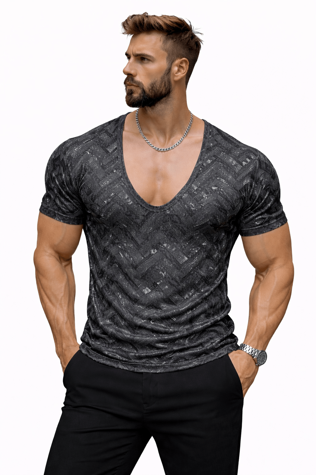 KoAzo 369 - Velvet T-shirt for Men - Sarman Fashion - Wholesale Clothing Fashion Brand for Men from Canada
