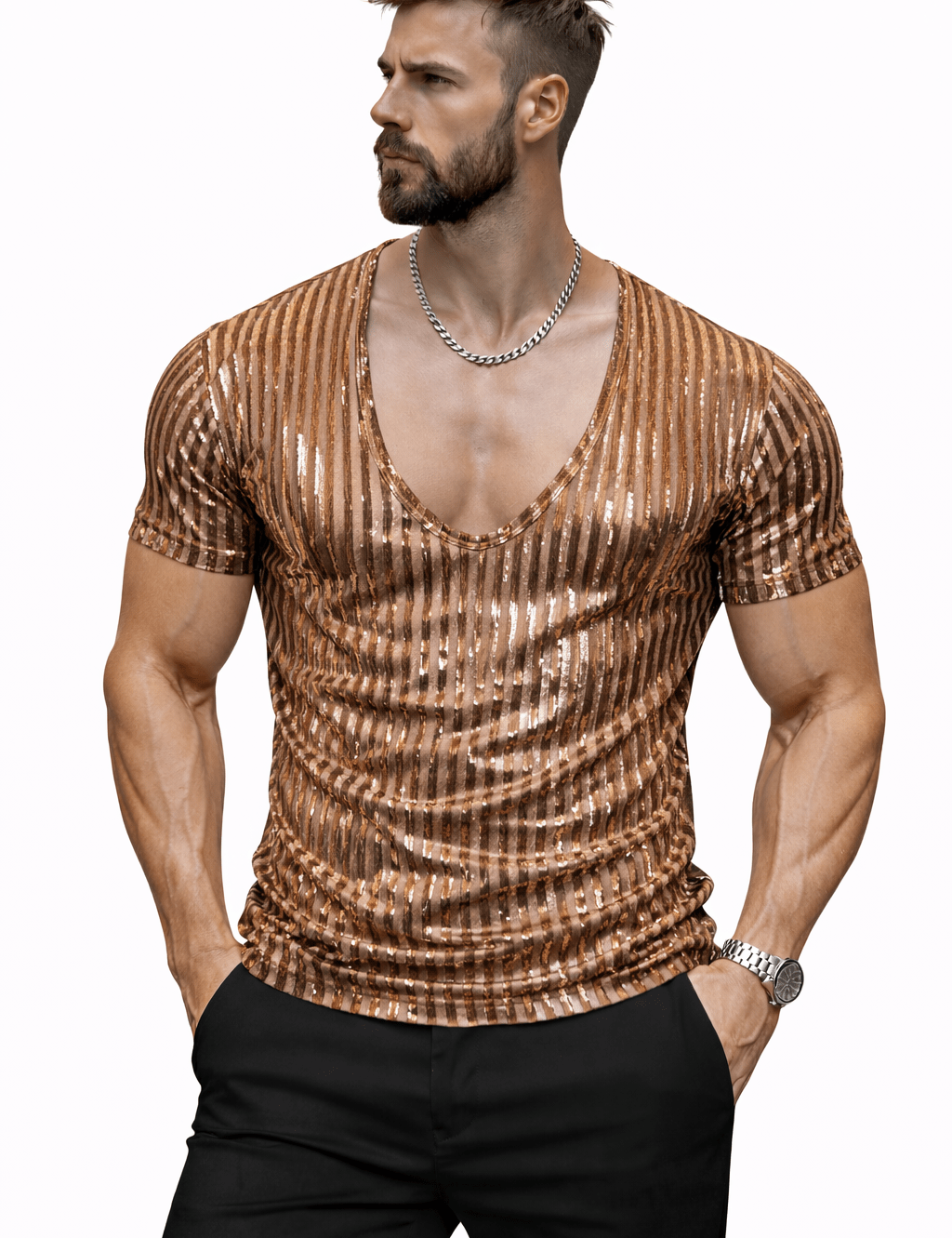 KoAzo 372 - Velvet T-shirt for Men - Sarman Fashion - Wholesale Clothing Fashion Brand for Men from Canada