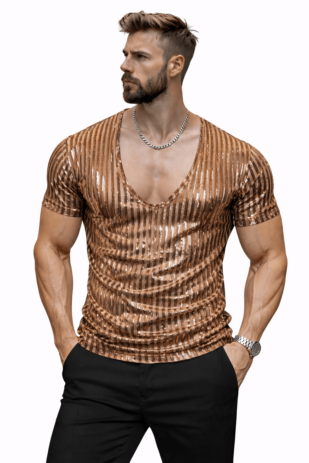 KoAzo 372 - Velvet T-shirt for Men - Sarman Fashion - Wholesale Clothing Fashion Brand for Men from Canada