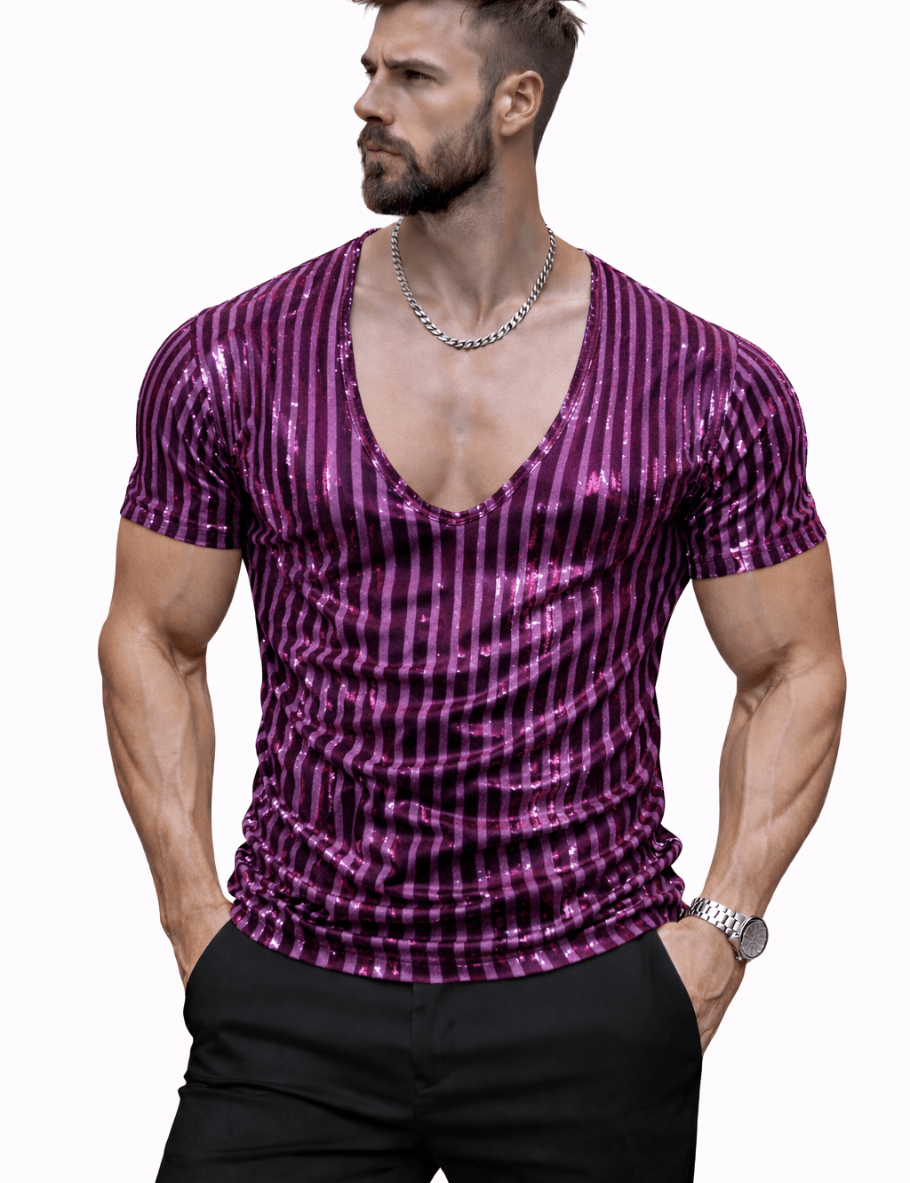KoAzo 373 - Velvet T-shirt for Men - Sarman Fashion - Wholesale Clothing Fashion Brand for Men from Canada