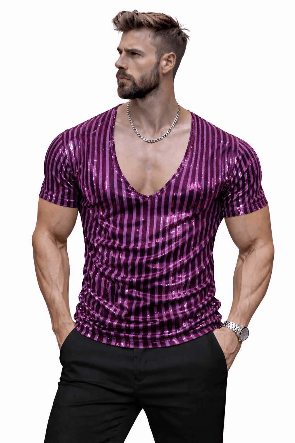 KoAzo 373 - Velvet T-shirt for Men - Sarman Fashion - Wholesale Clothing Fashion Brand for Men from Canada
